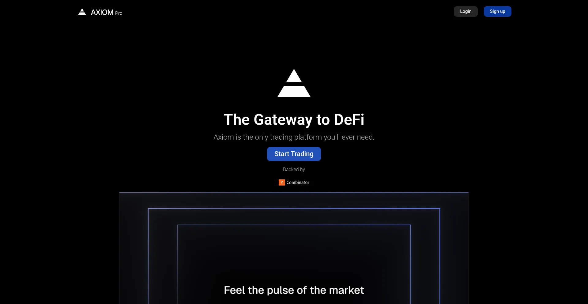 Website screenshot of Axioms.trade