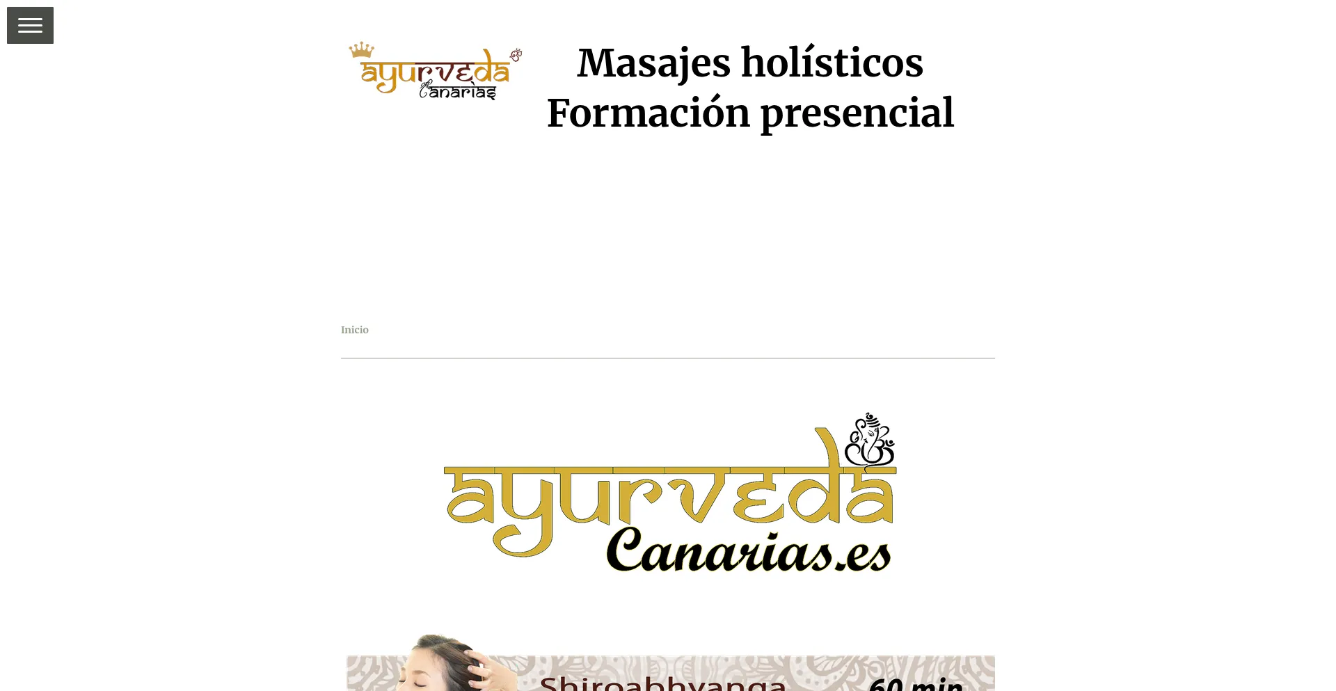 Website screenshot of Ayurvedacanarias.es