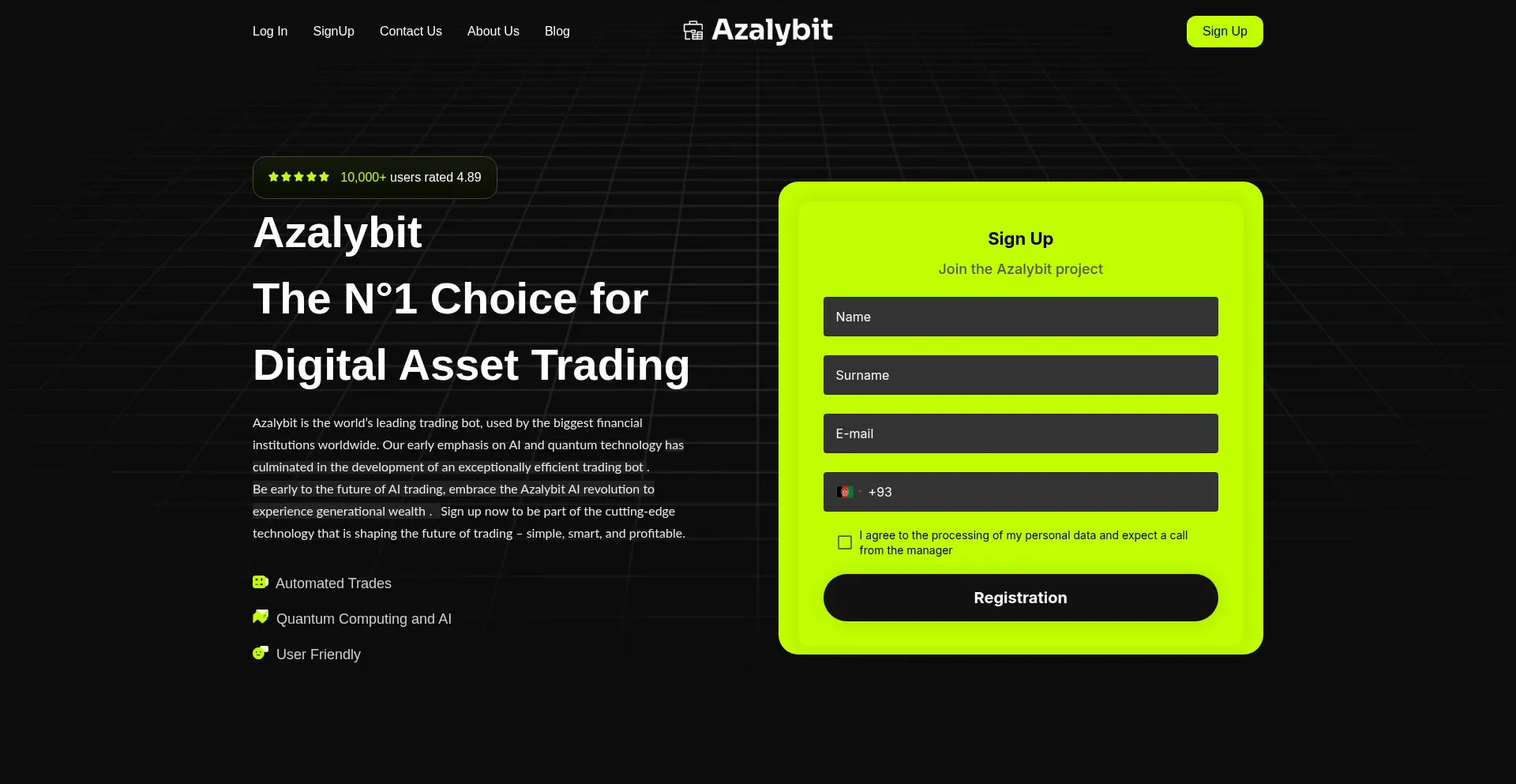 Website screenshot of Azalybit.com