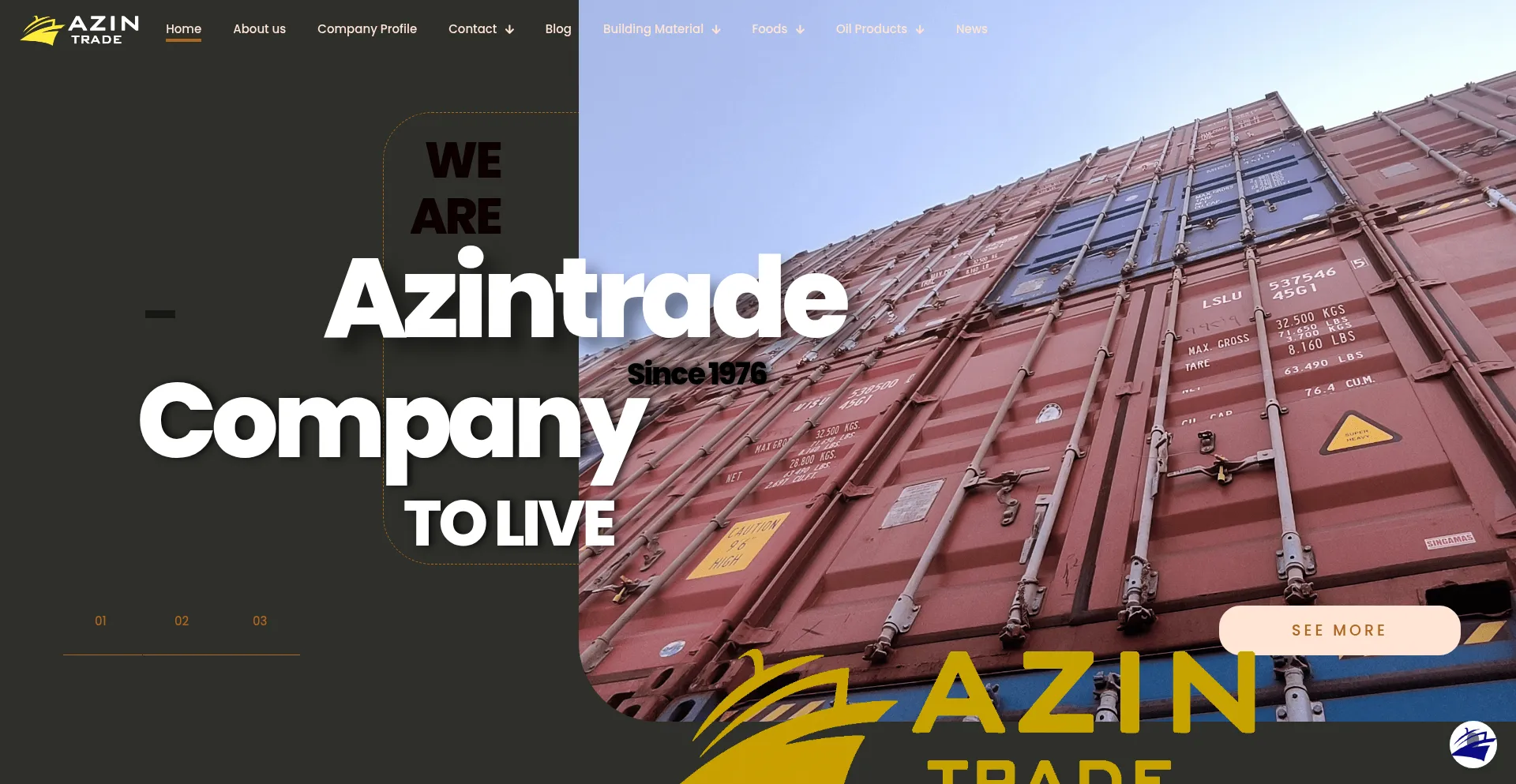 Website screenshot of Azintrade.com