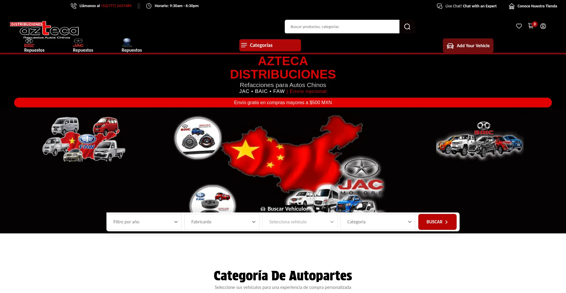 Website screenshot of Azteca-distribuciones.com.mx