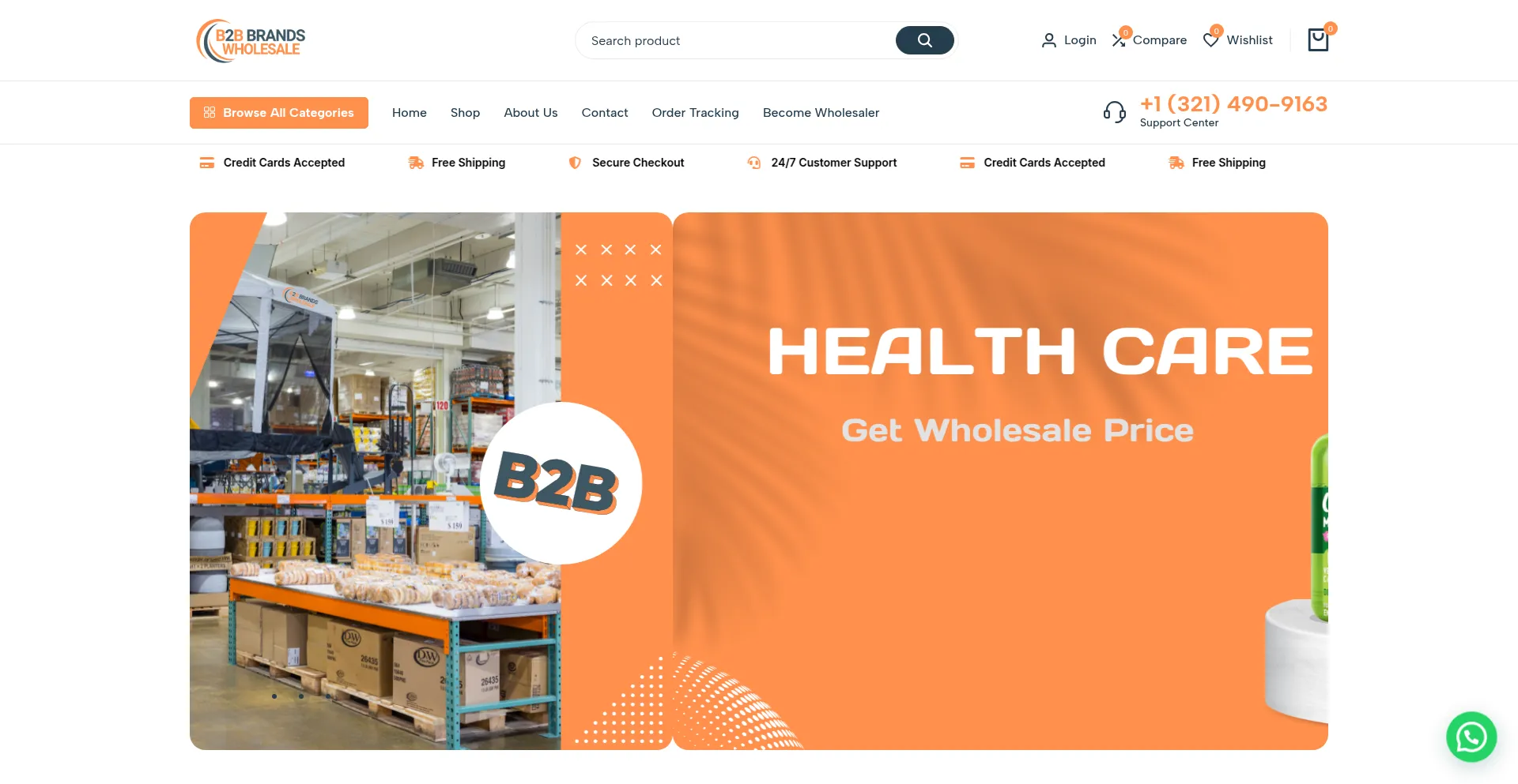 Website screenshot of B2bbrandswholesale.com