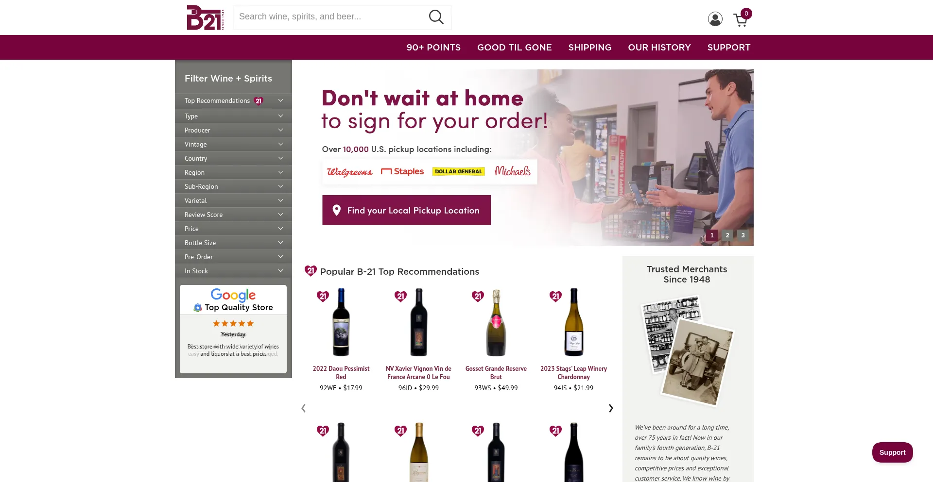 Website screenshot of B-21.com
