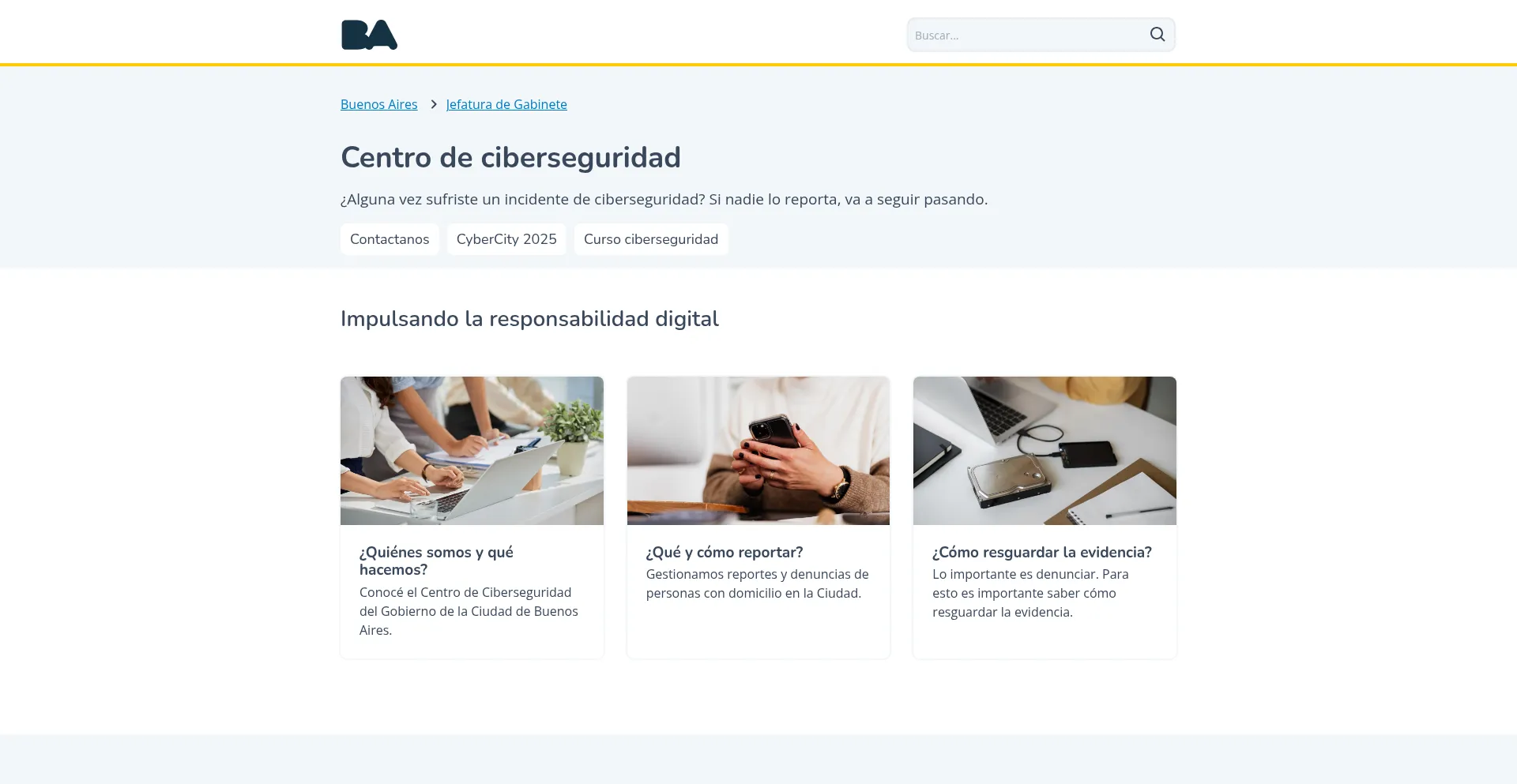 Website screenshot of Ba-csirt.gob.ar