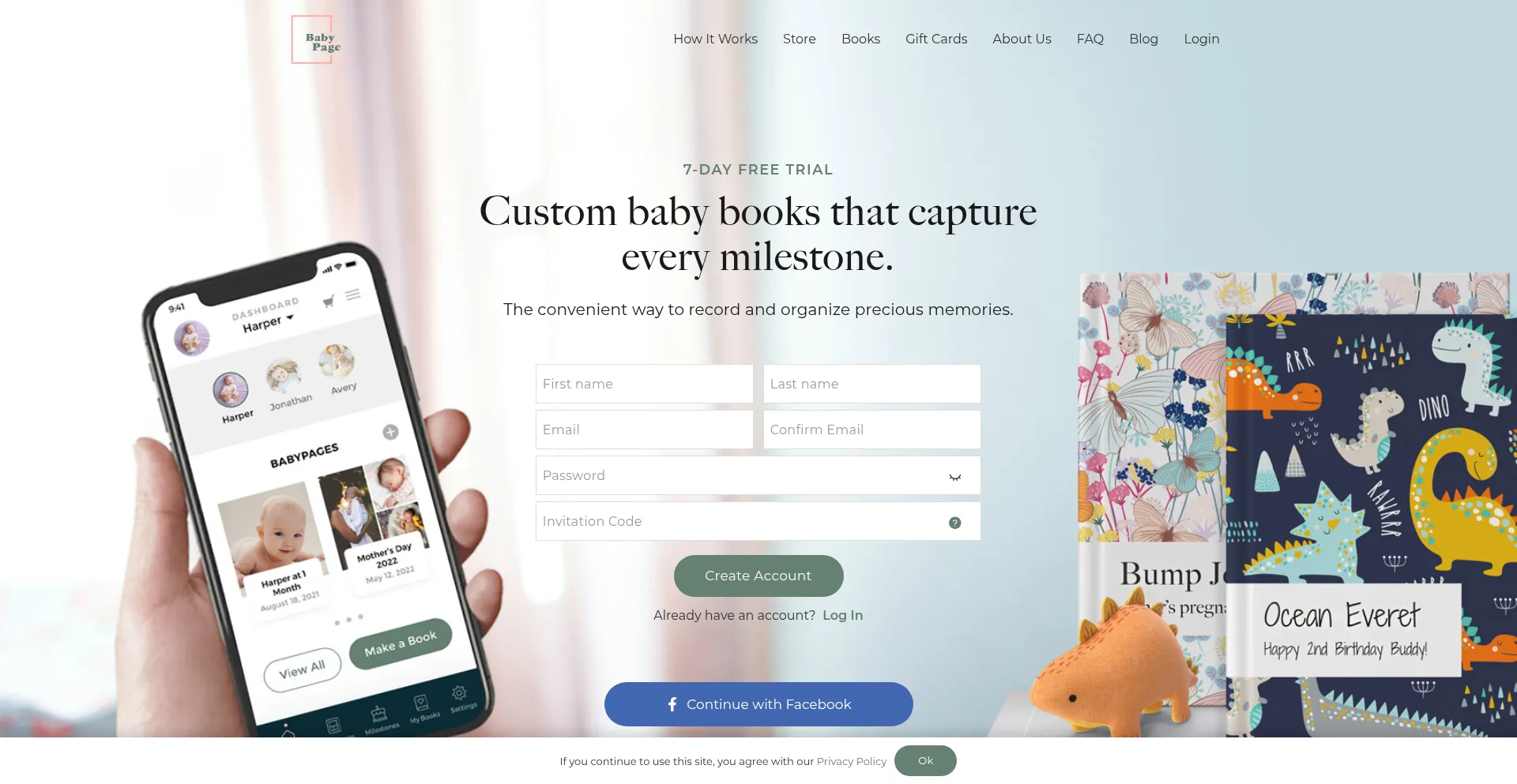 Website screenshot of Babypage.com
