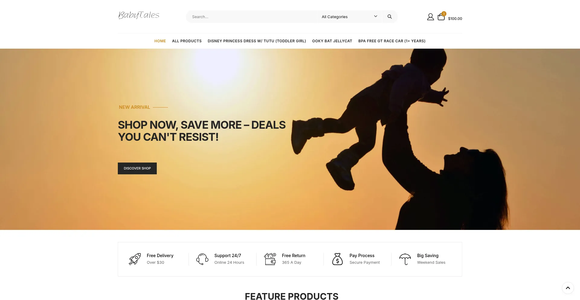 Website screenshot of Babytaleshop.com