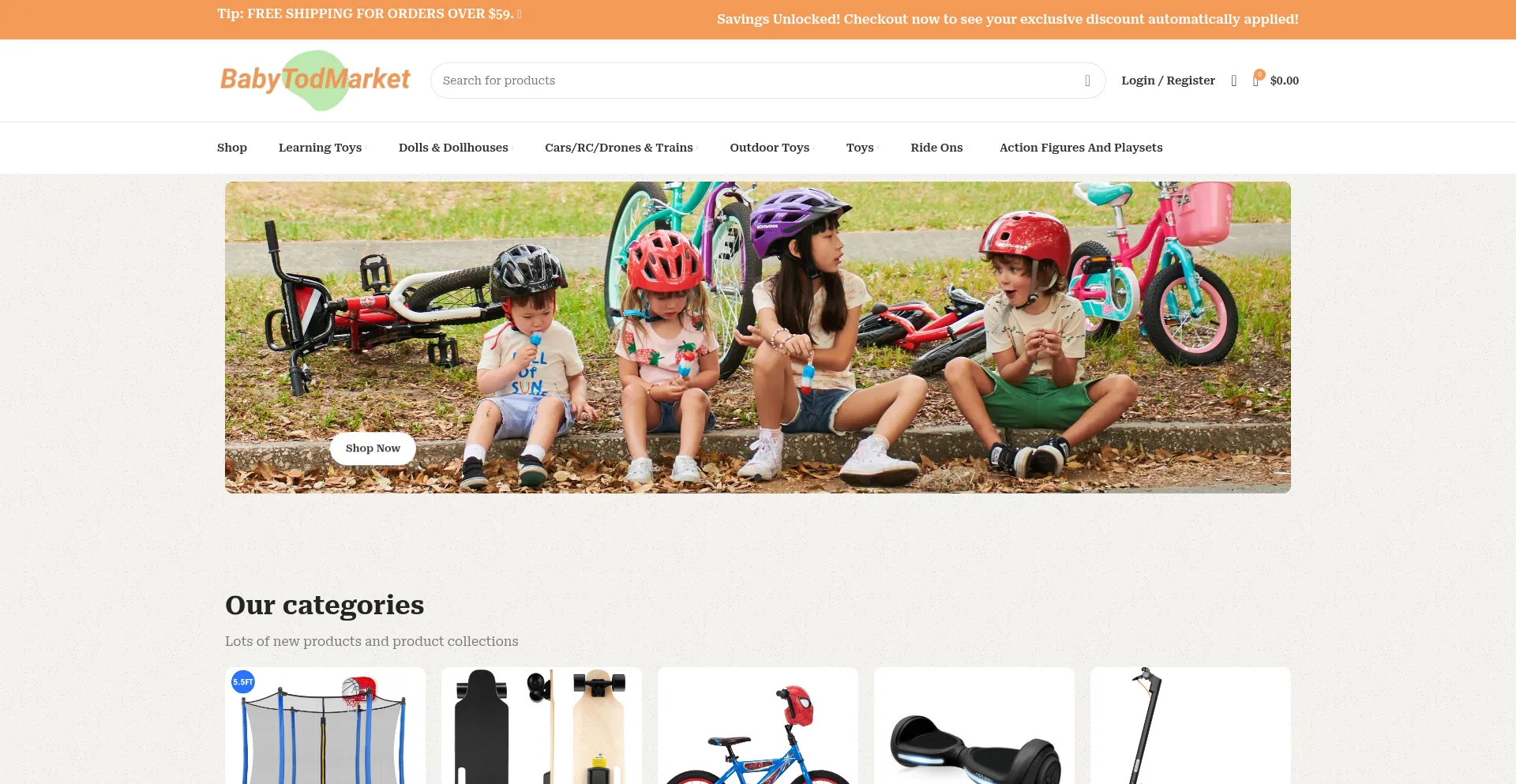 Website screenshot of Babytodmarket.com