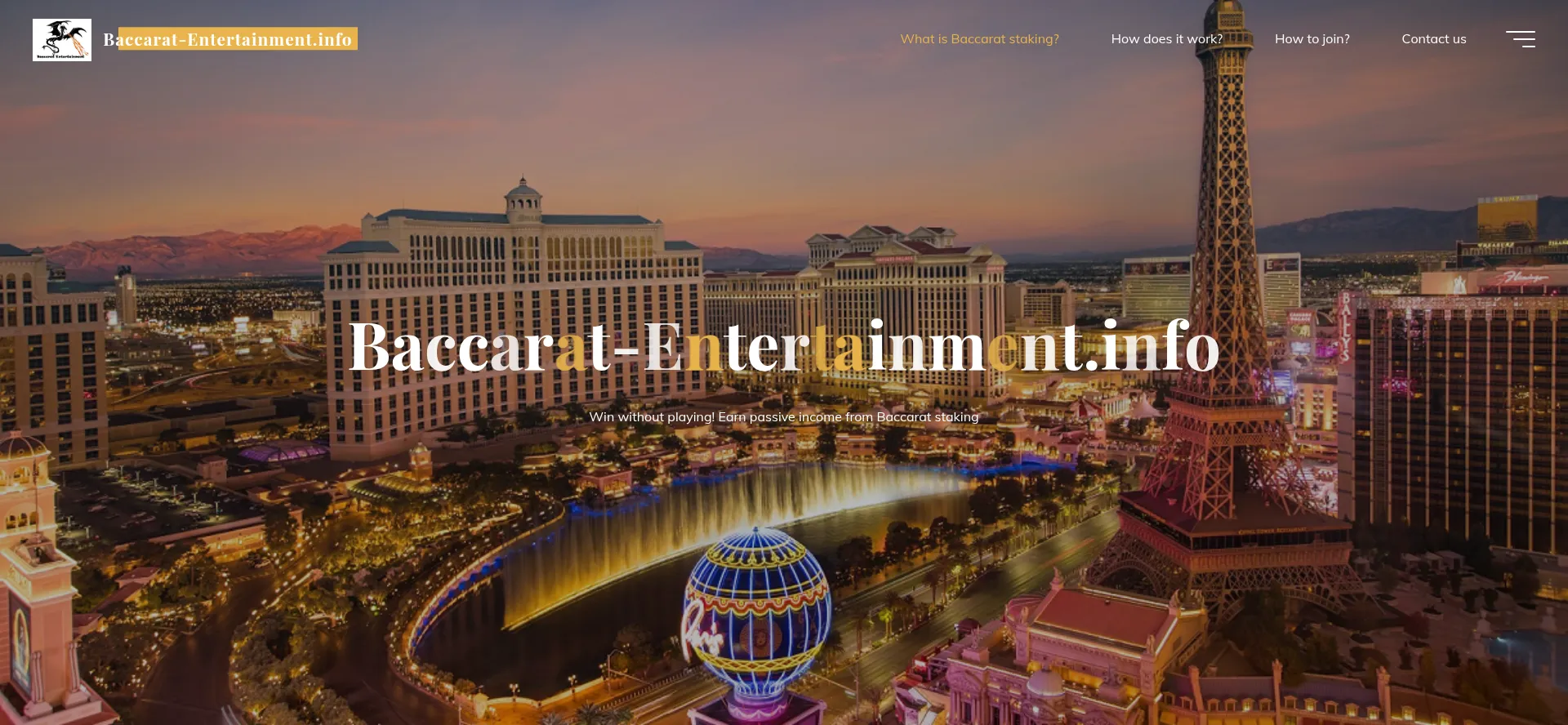 Website screenshot of Baccarat-entertainment.info