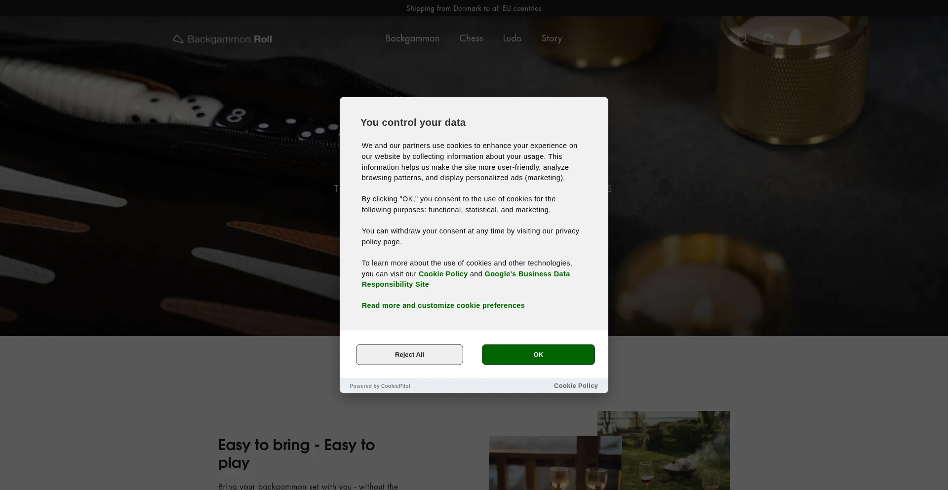 Website screenshot of Backgammonroll.com