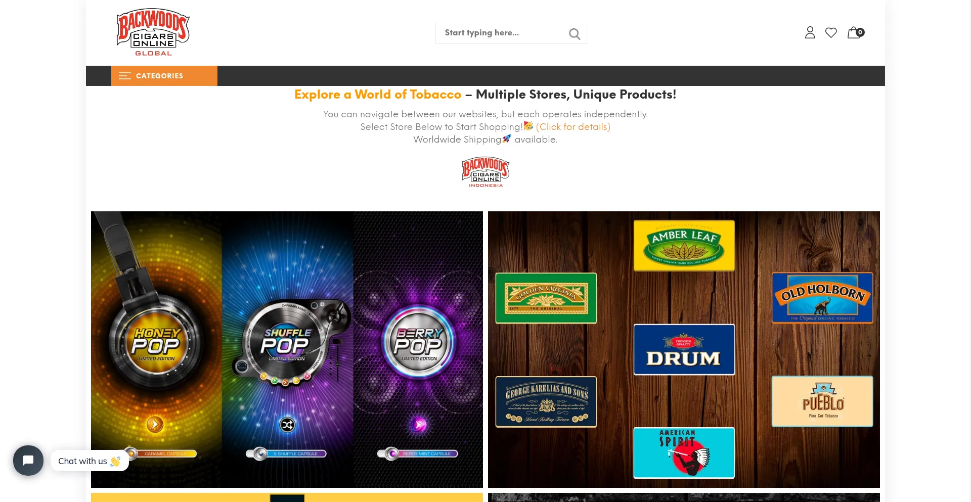 Website screenshot of Backwoodscigarsonline.com