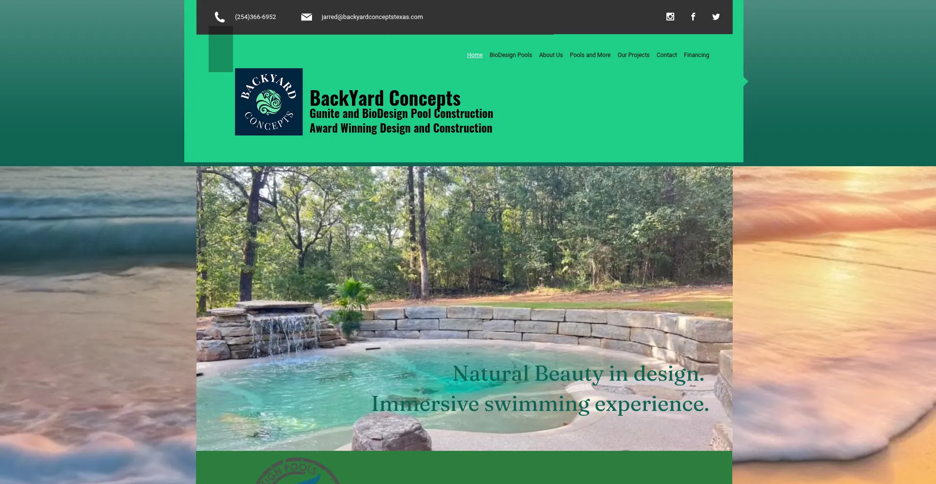 Website screenshot of Backyardconceptstexas.com