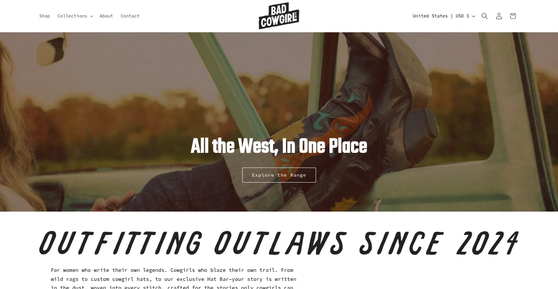 Website screenshot of Badcowgirlco.com