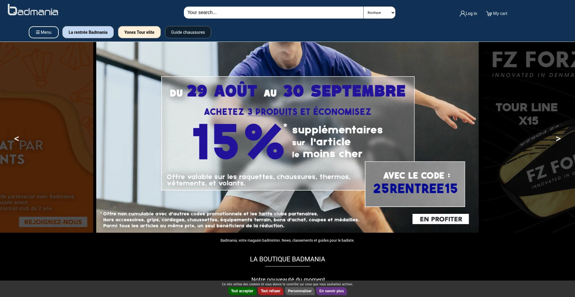 Website screenshot of Badmania.fr