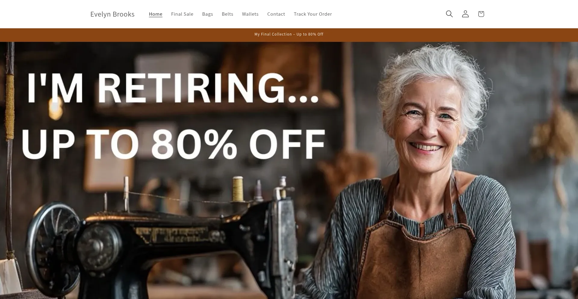 Website screenshot of Bagsevelyn.com