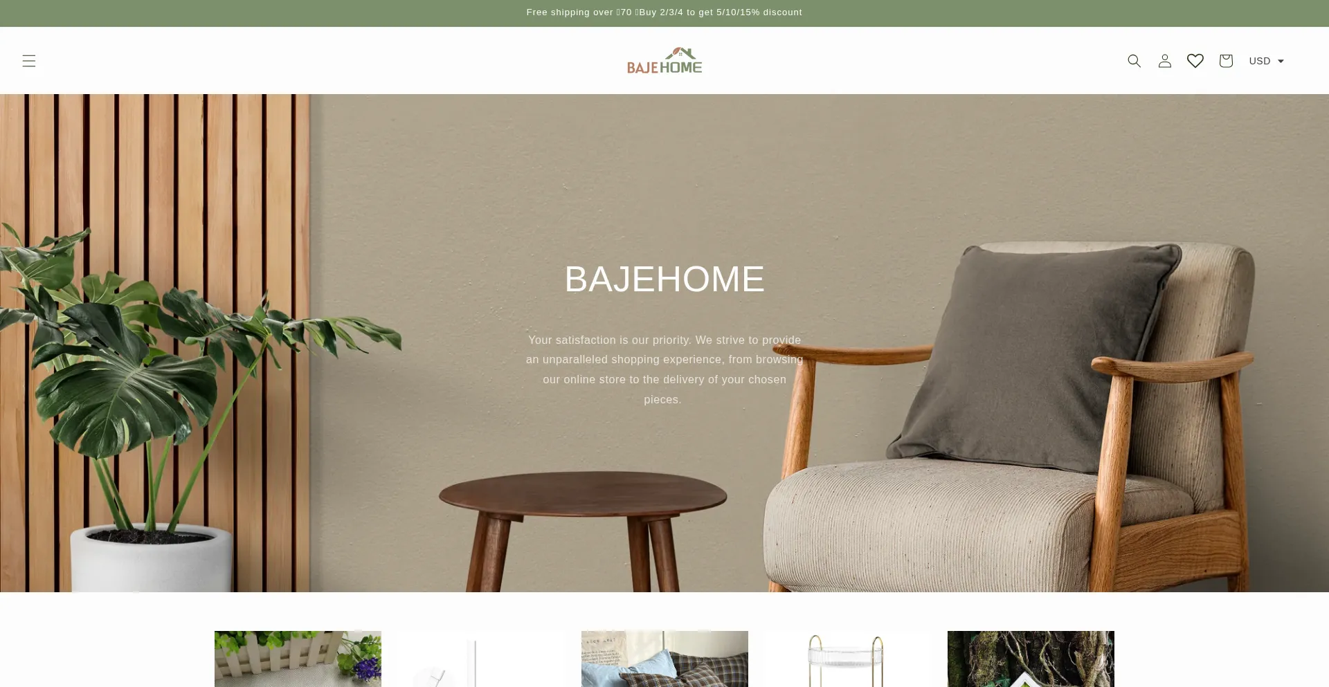 Website screenshot of Bajehome.com