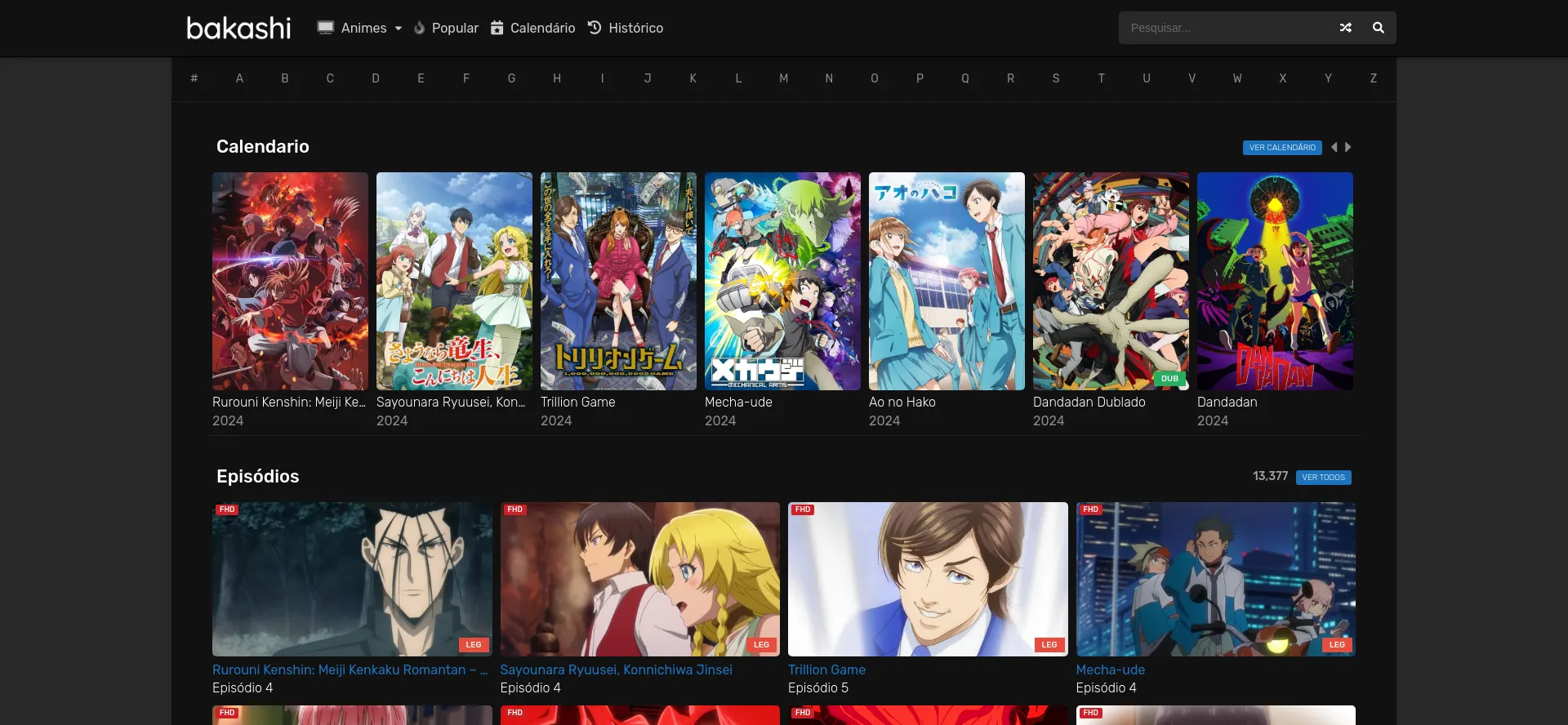 Website screenshot of Bakashi.tv