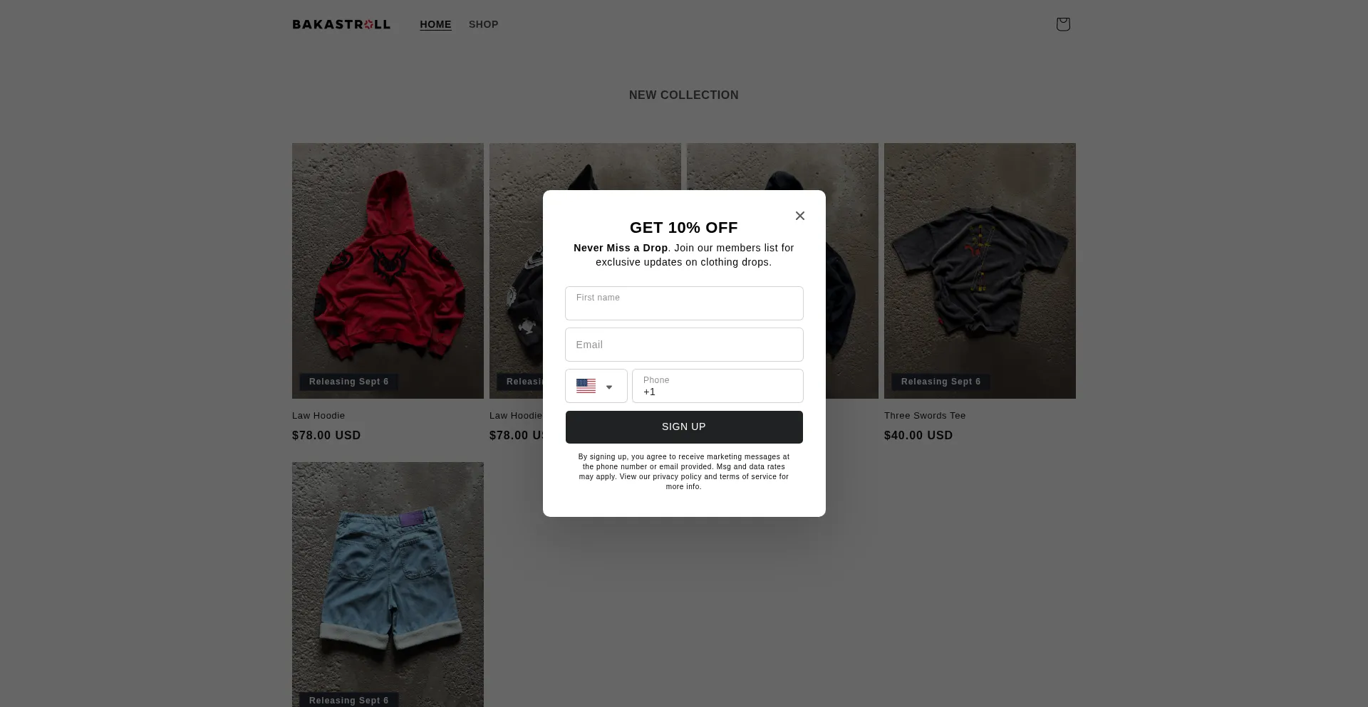 Website screenshot of Bakastroll.com