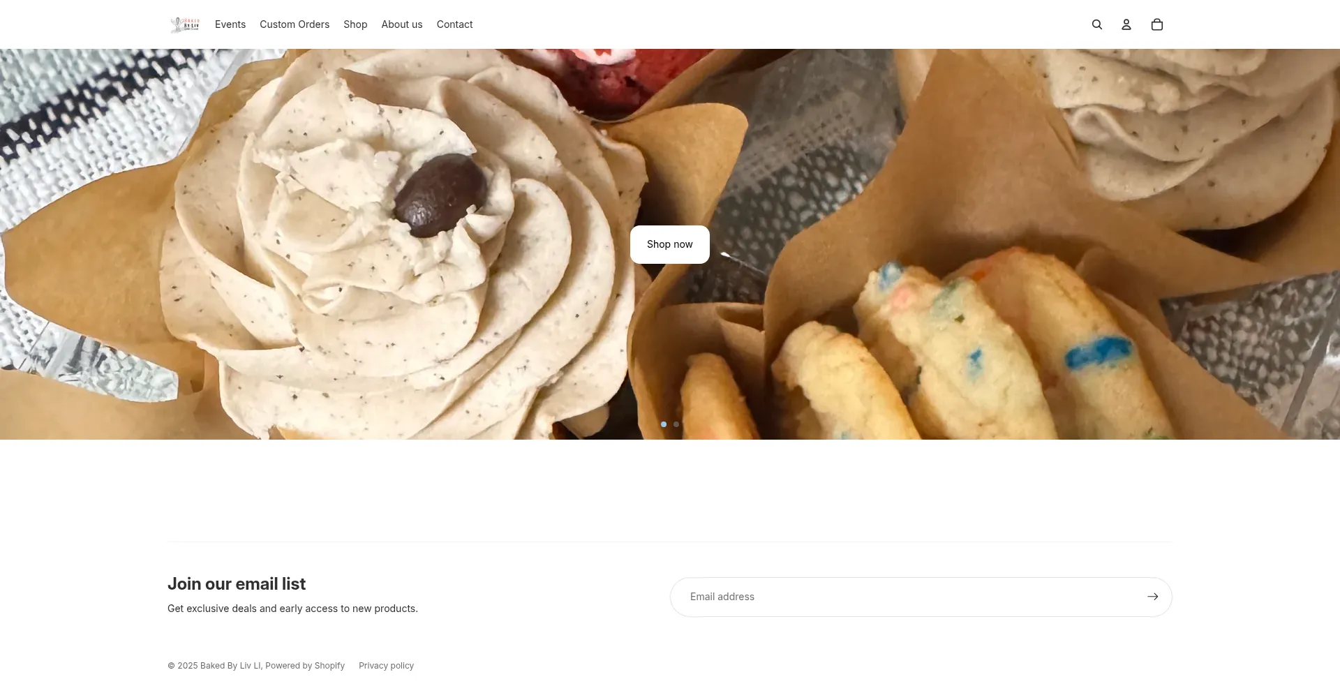 Website screenshot of Bakedbyliv.li