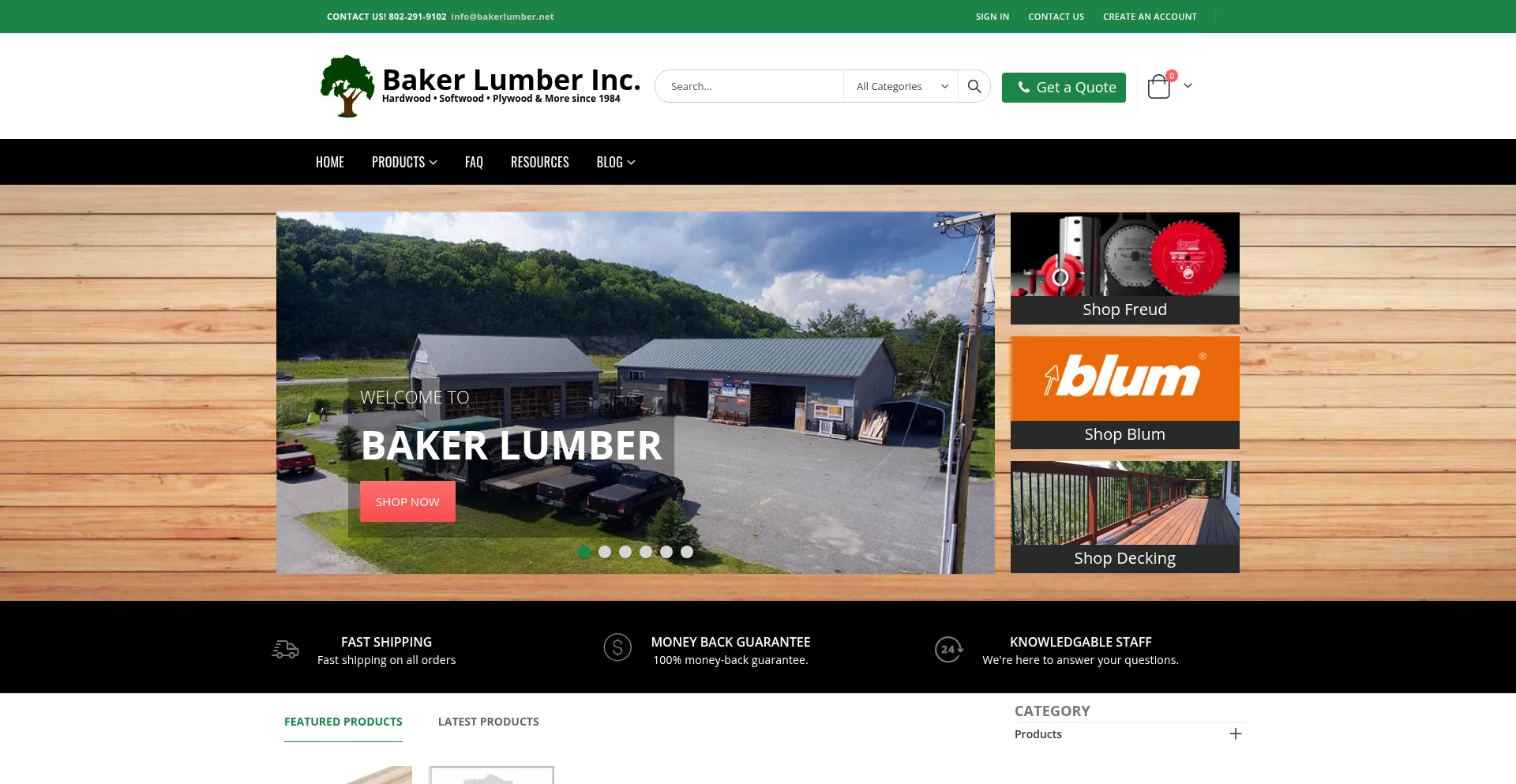 Website screenshot of Bakerlumber.net
