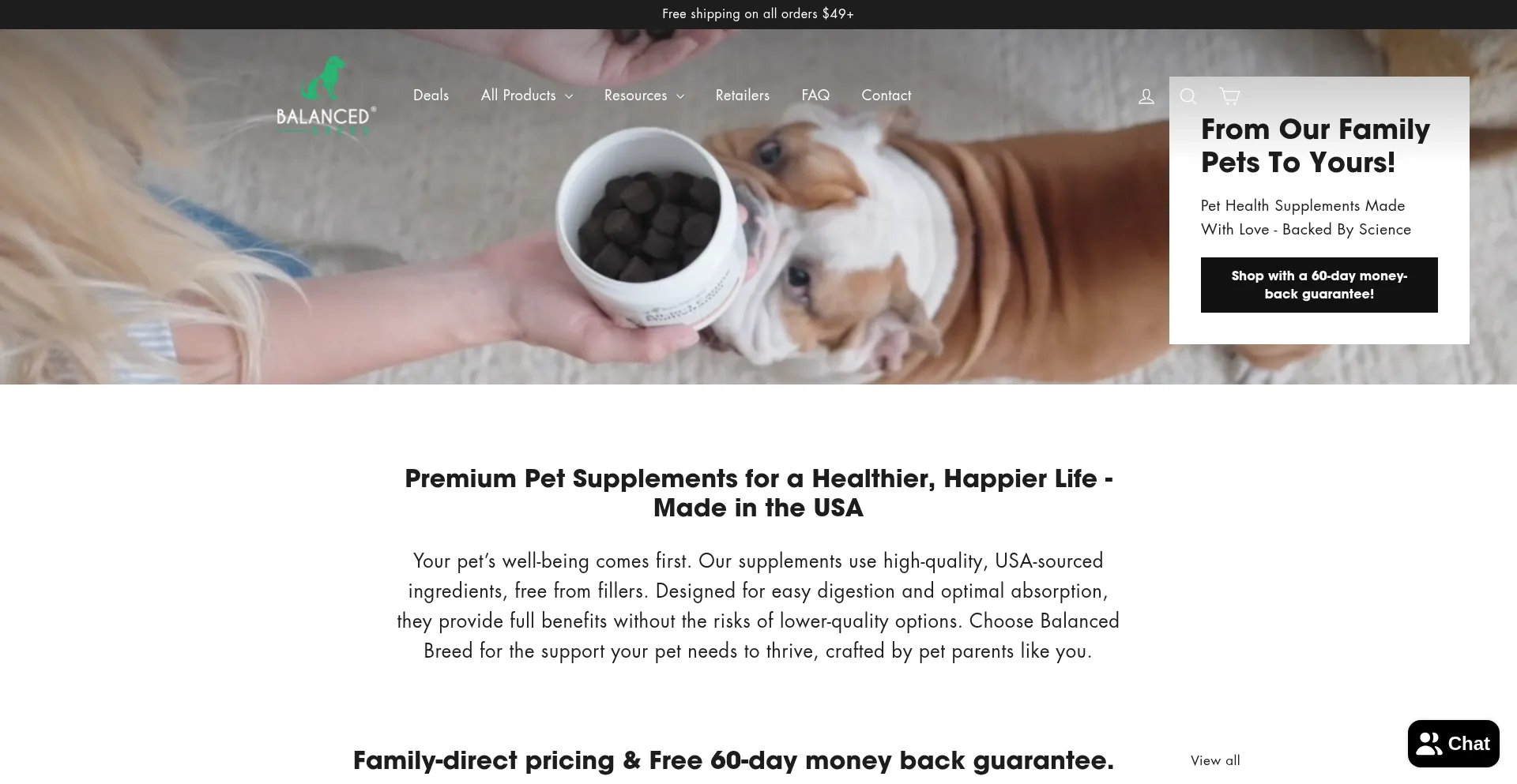 Website screenshot of Balancedbreed.com