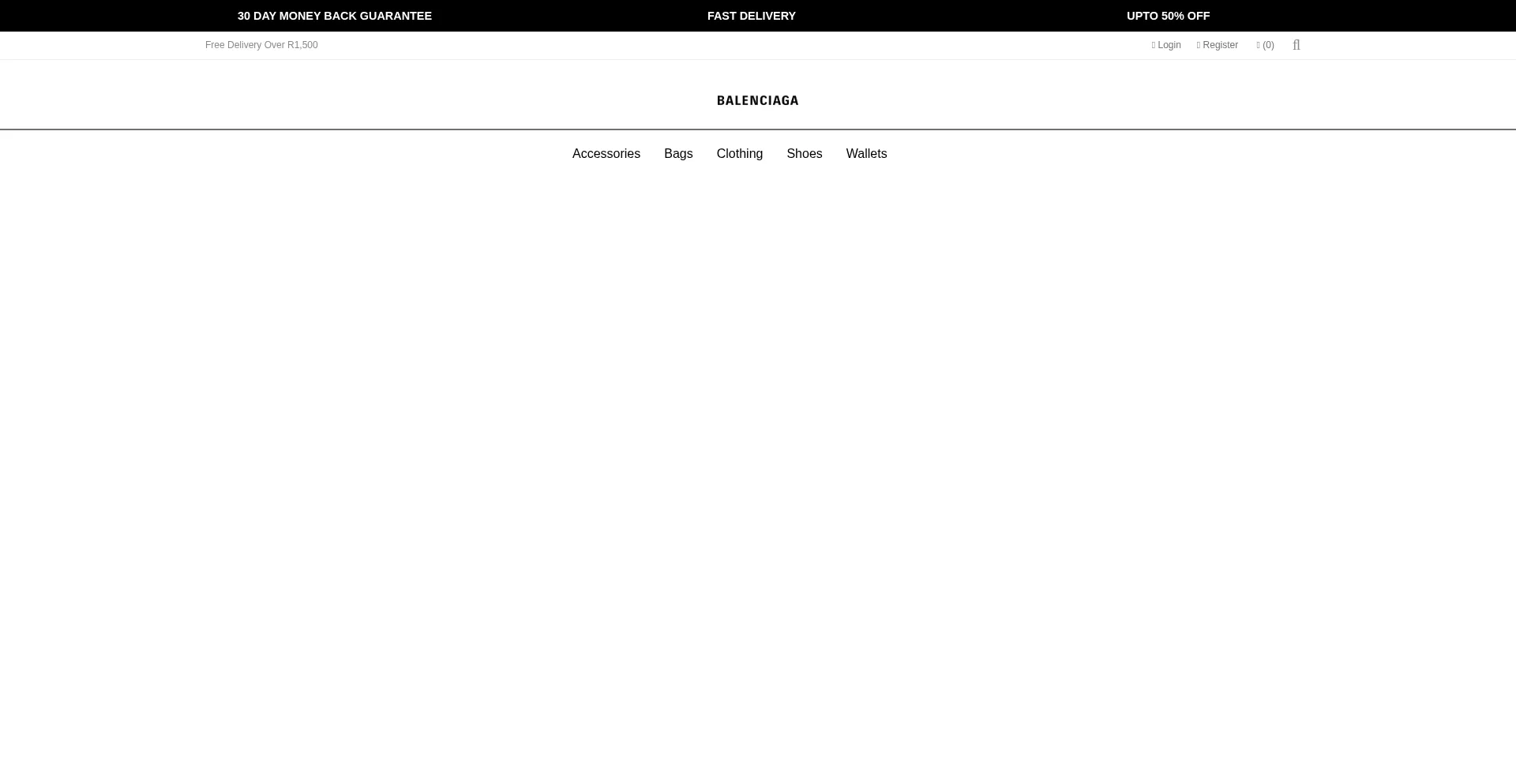 Website screenshot of Balenciaga.co.za