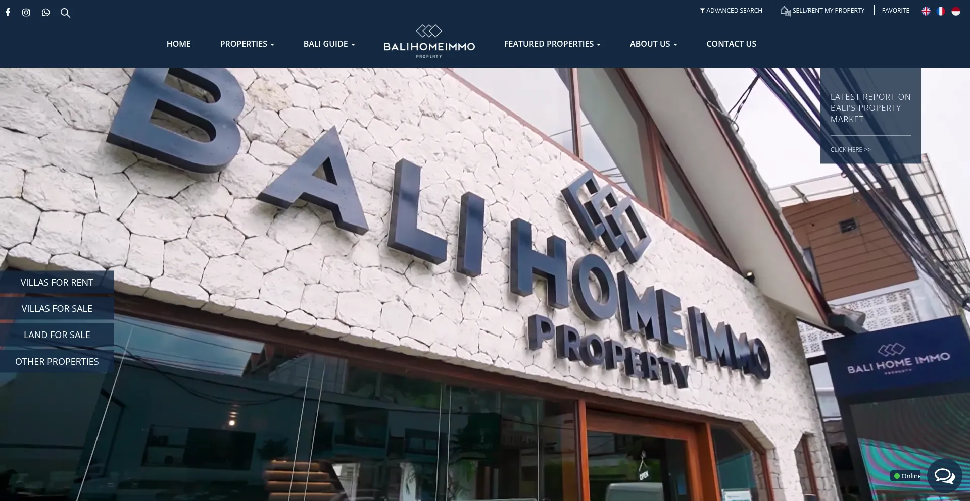 Website screenshot of Bali-home-immo.com