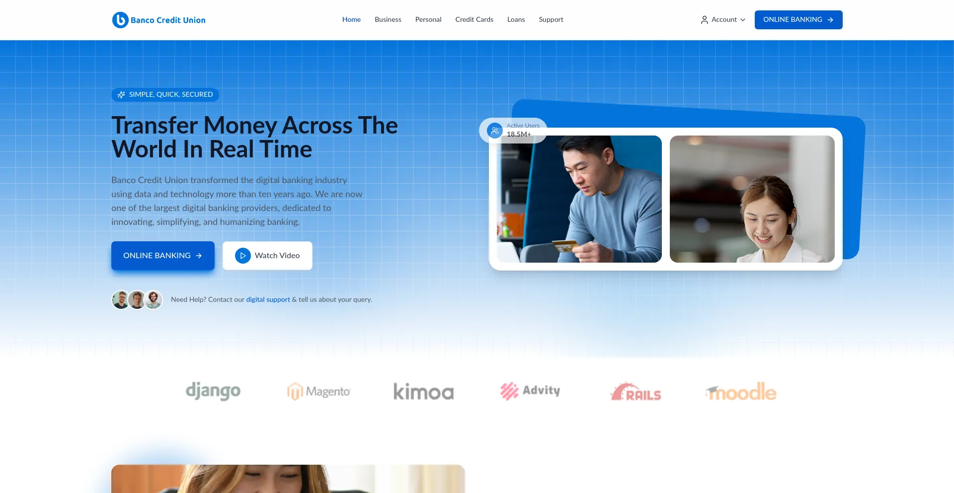 Website screenshot of Bancocreditunion.com