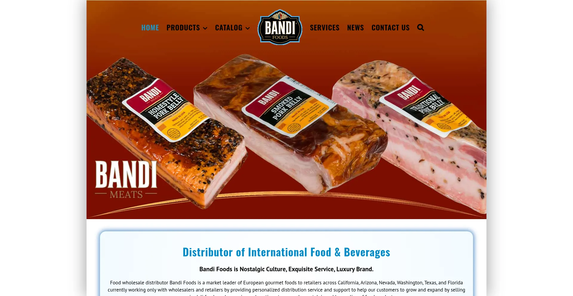 Website screenshot of Bandifoods.com