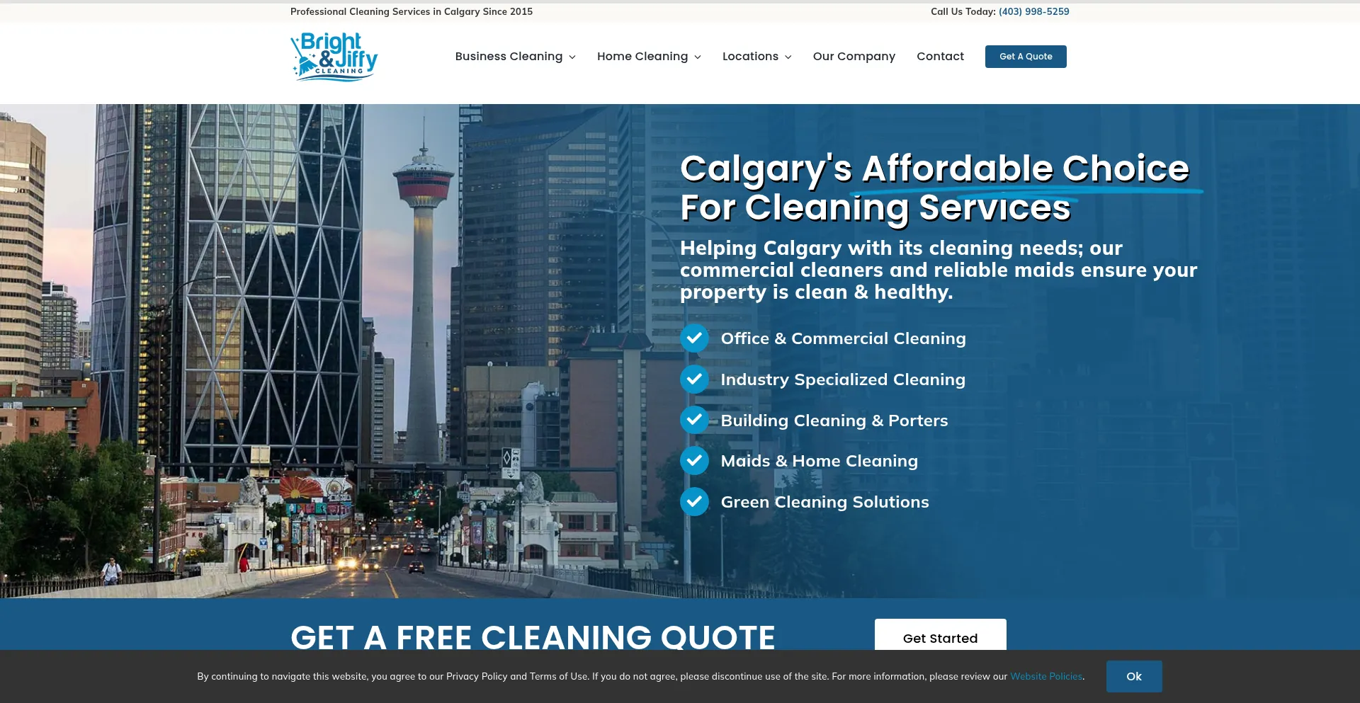 Website screenshot of Bandjcleaning.ca
