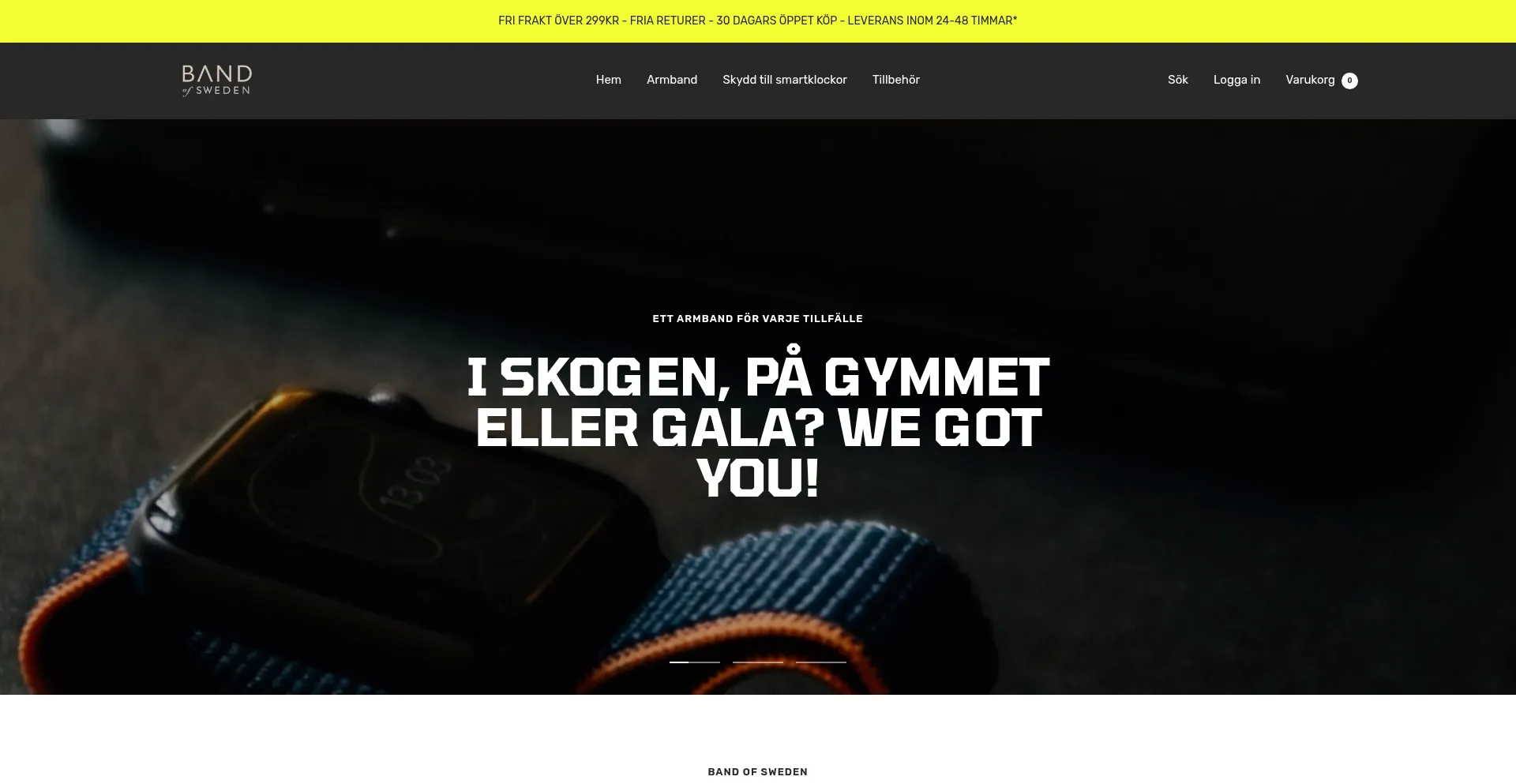 Website screenshot of Bandofsweden.se