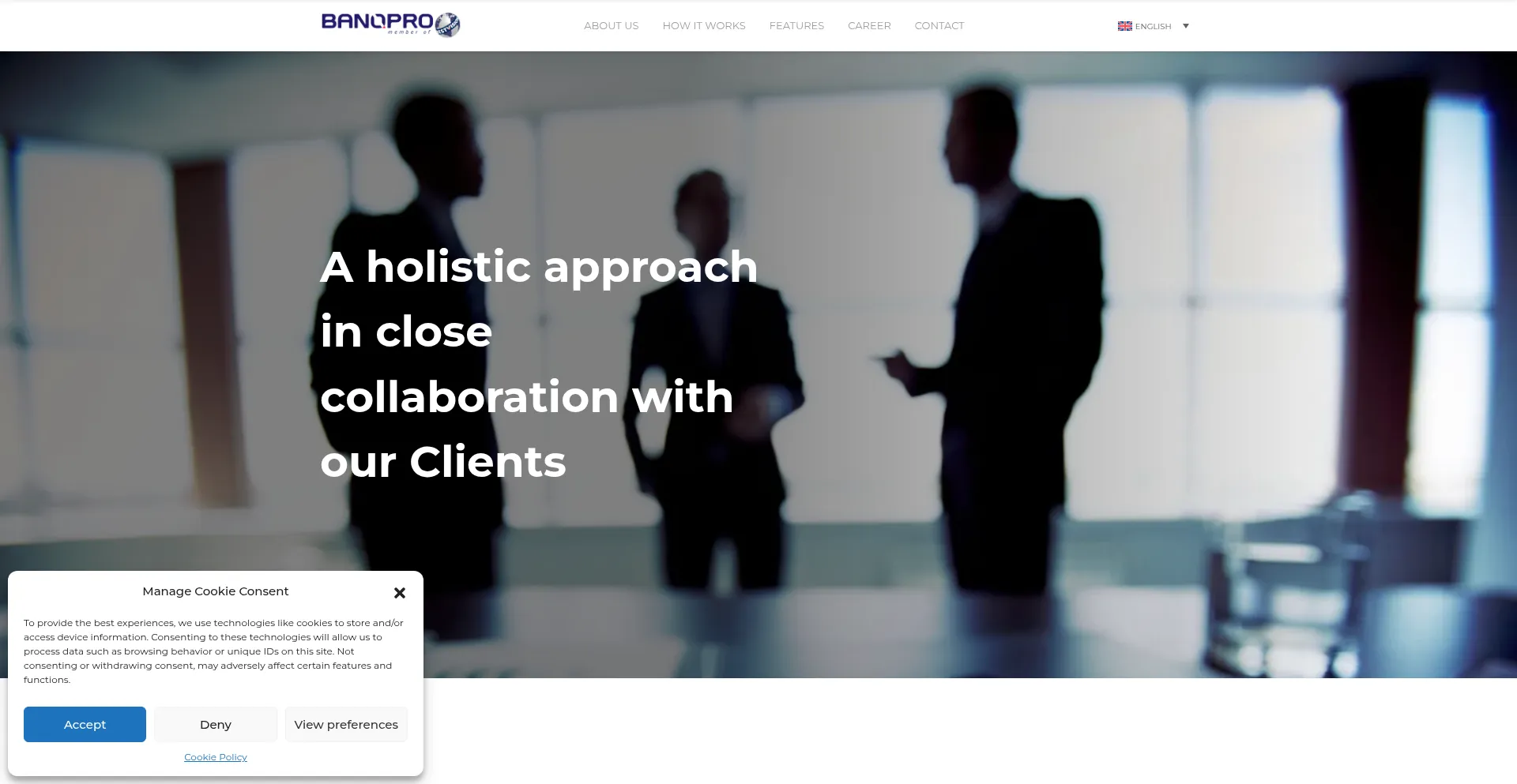 Website screenshot of Banqpro.com