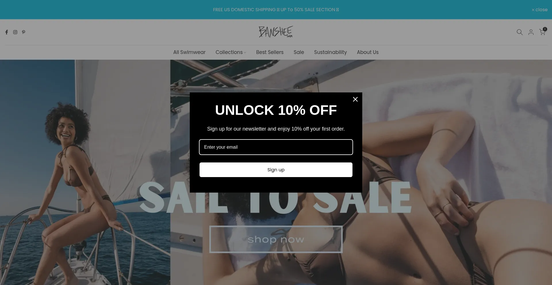 Website screenshot of Bansheeswim.co
