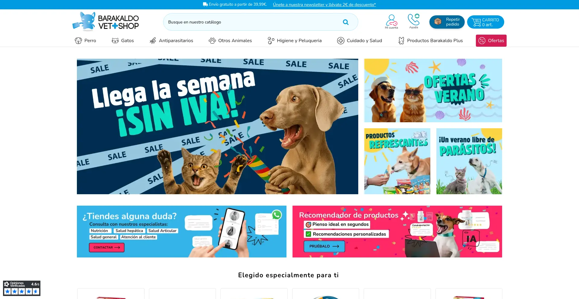 Website screenshot of Barakaldotiendaveterinaria.es