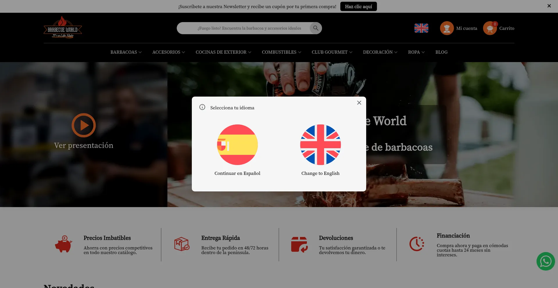 Website screenshot of Barbecueworld.es