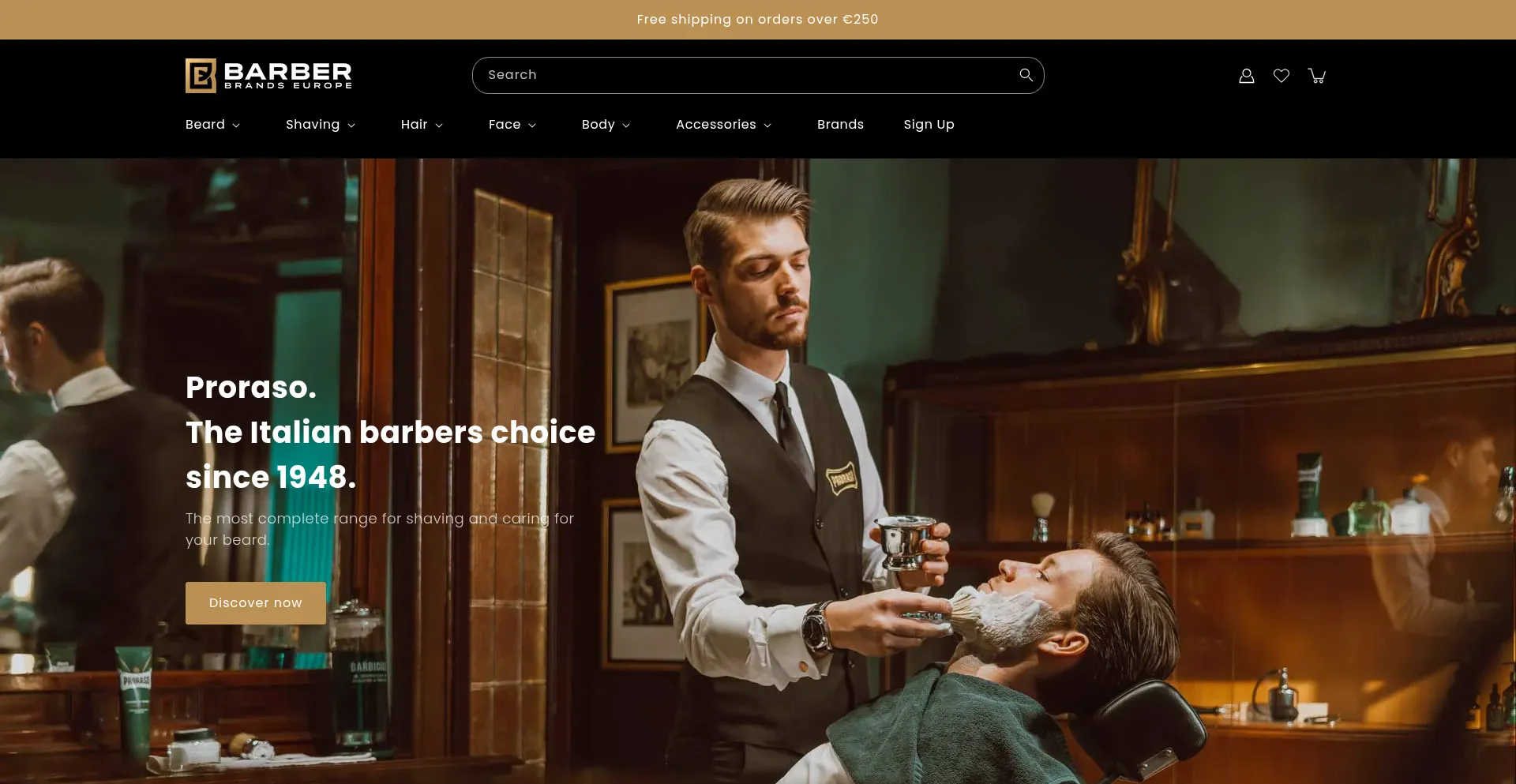 Website screenshot of Barberbrandseurope.com