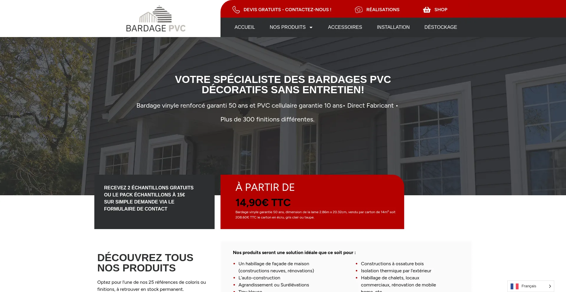 Website screenshot of Bardage-pvc.com