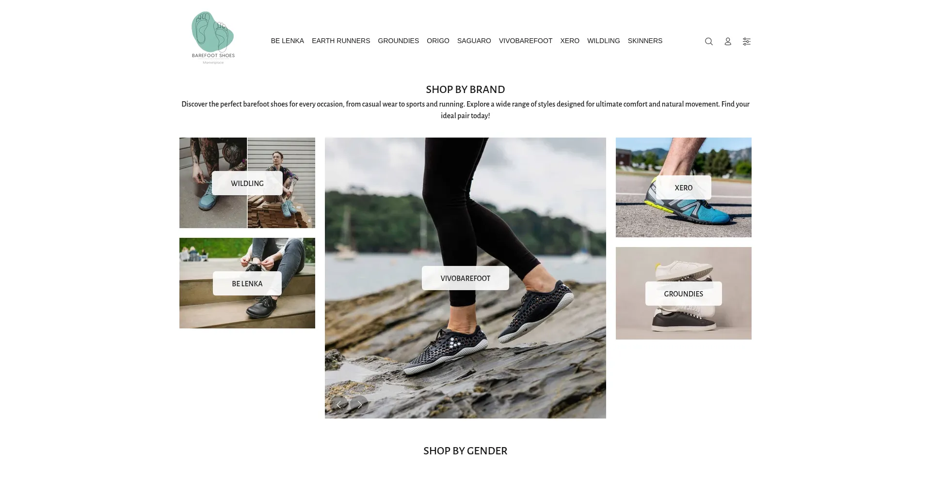 Website screenshot of Barefootshoes.store