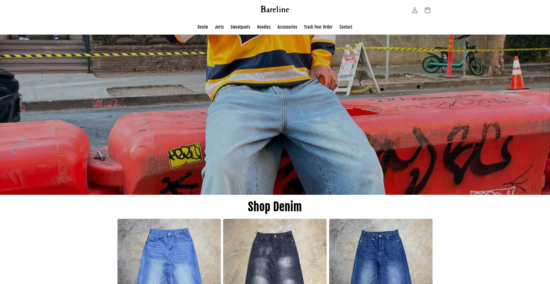Website screenshot of Bareline.com