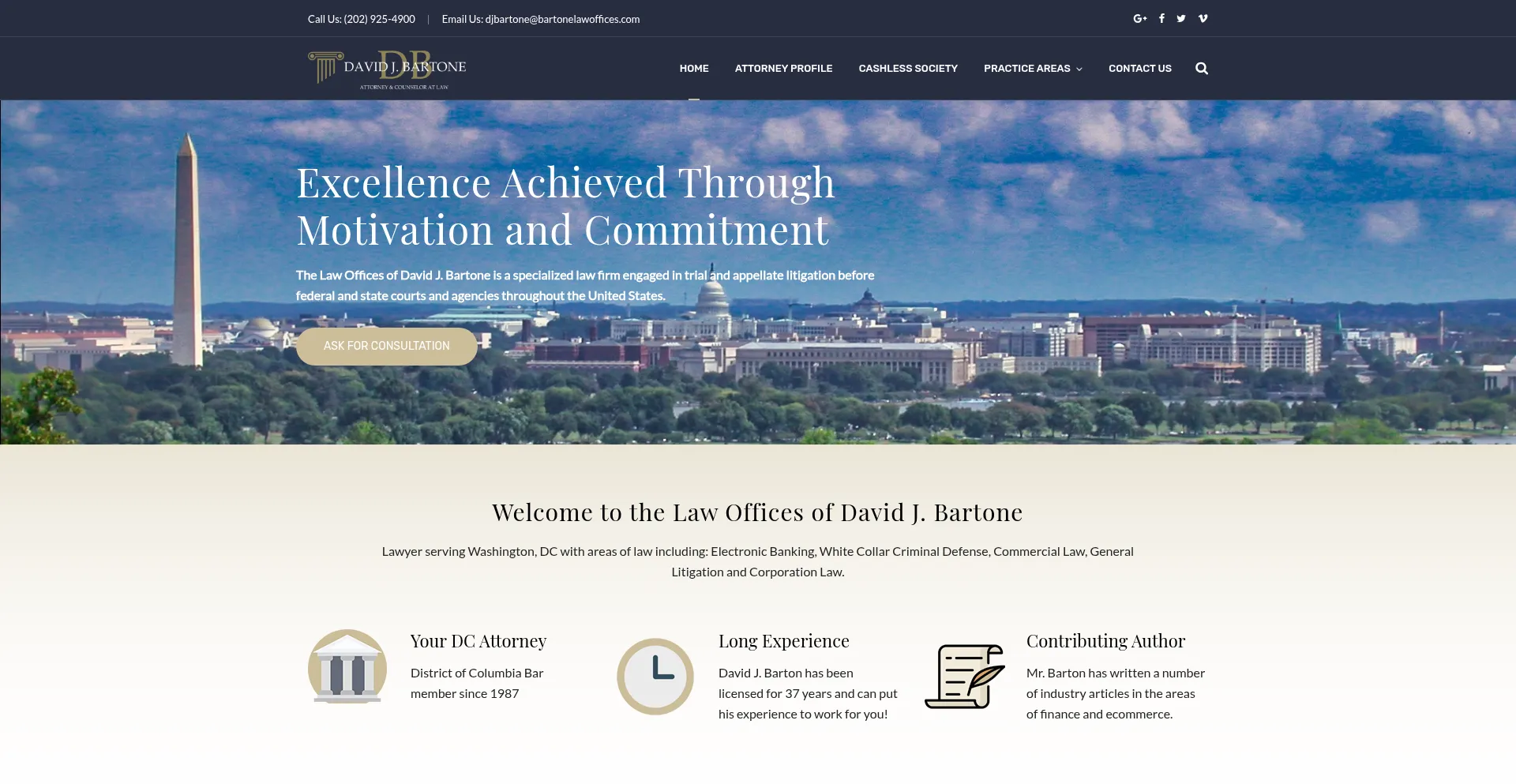 Website screenshot of Bartonelawoffices.com