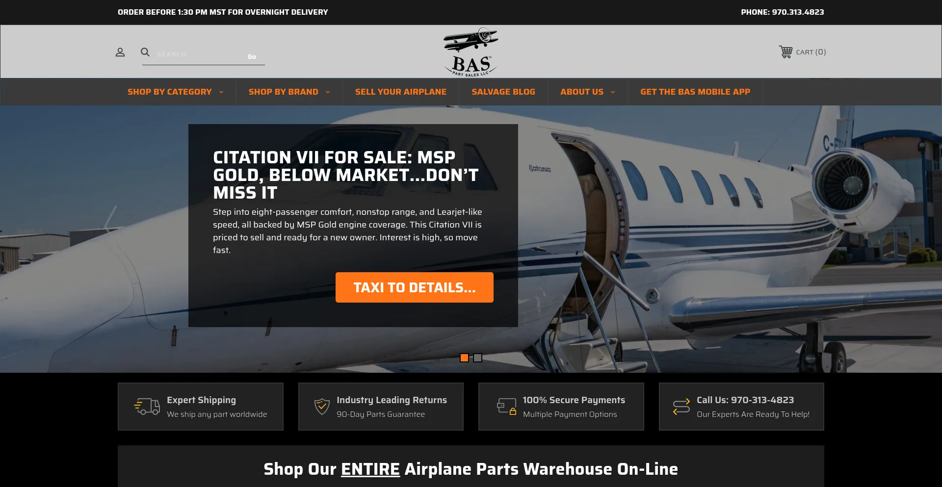 Website screenshot of Baspartsales.com
