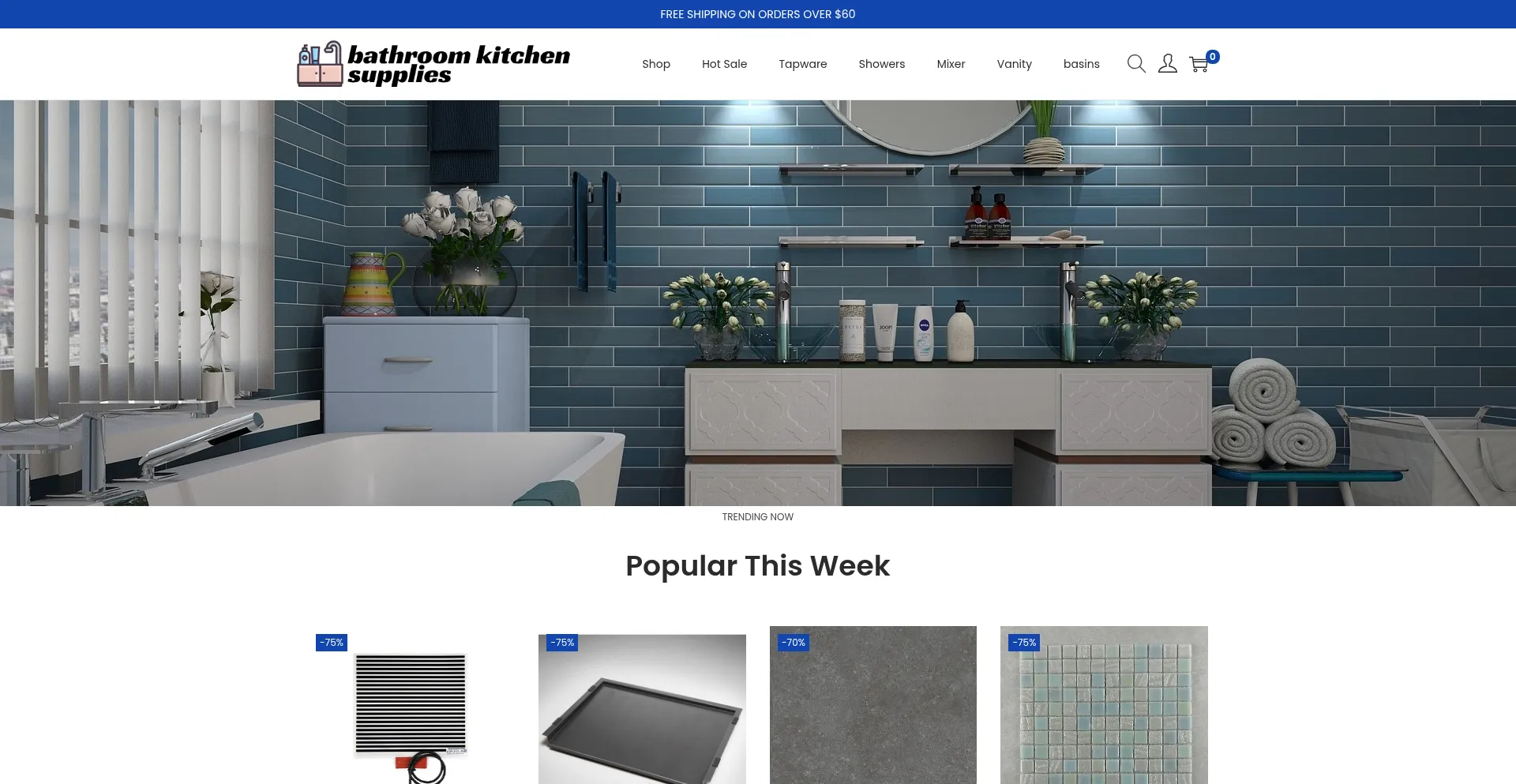 Website screenshot of Bathroomkitchensupplies.com
