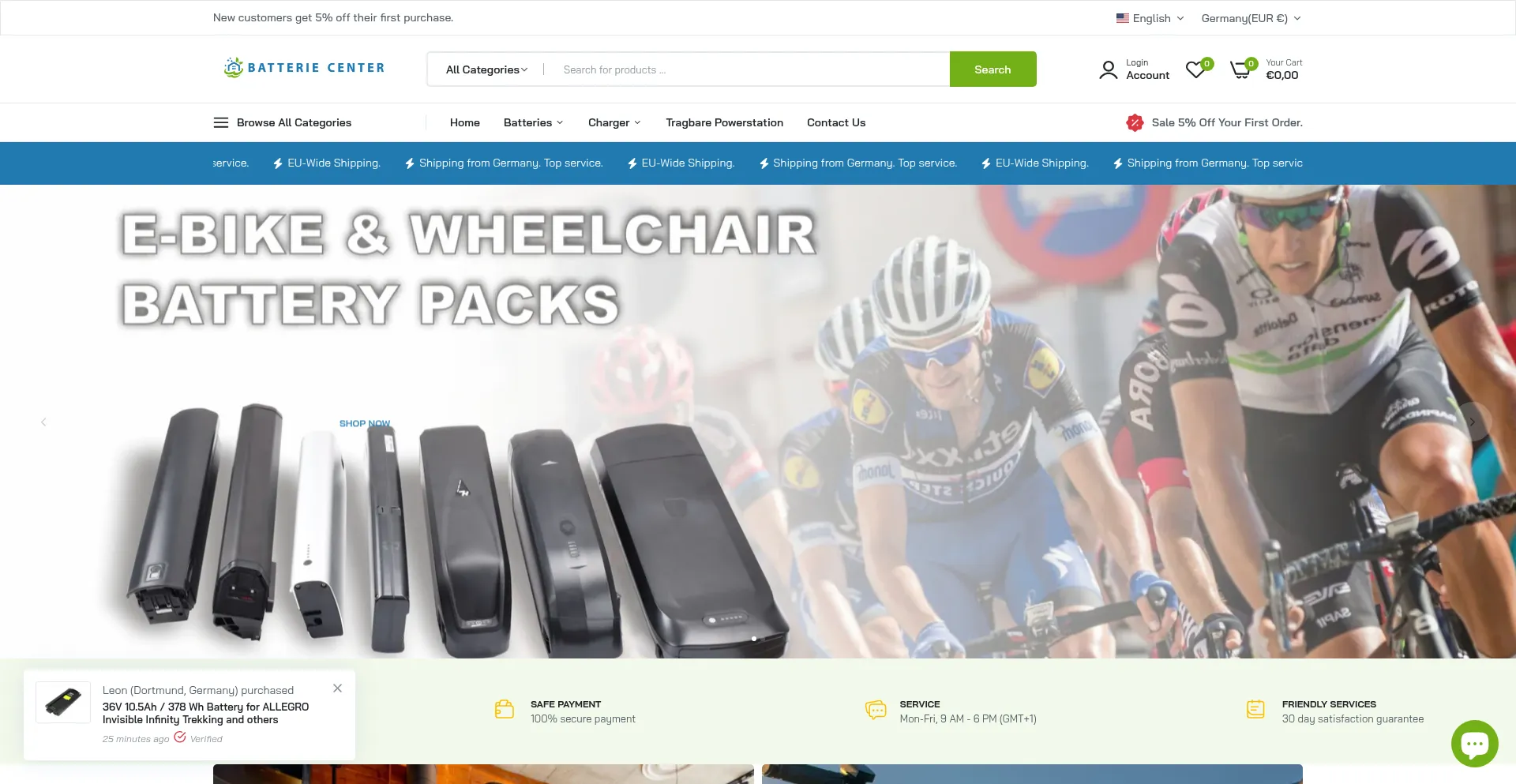 Website screenshot of Batterie-center.com