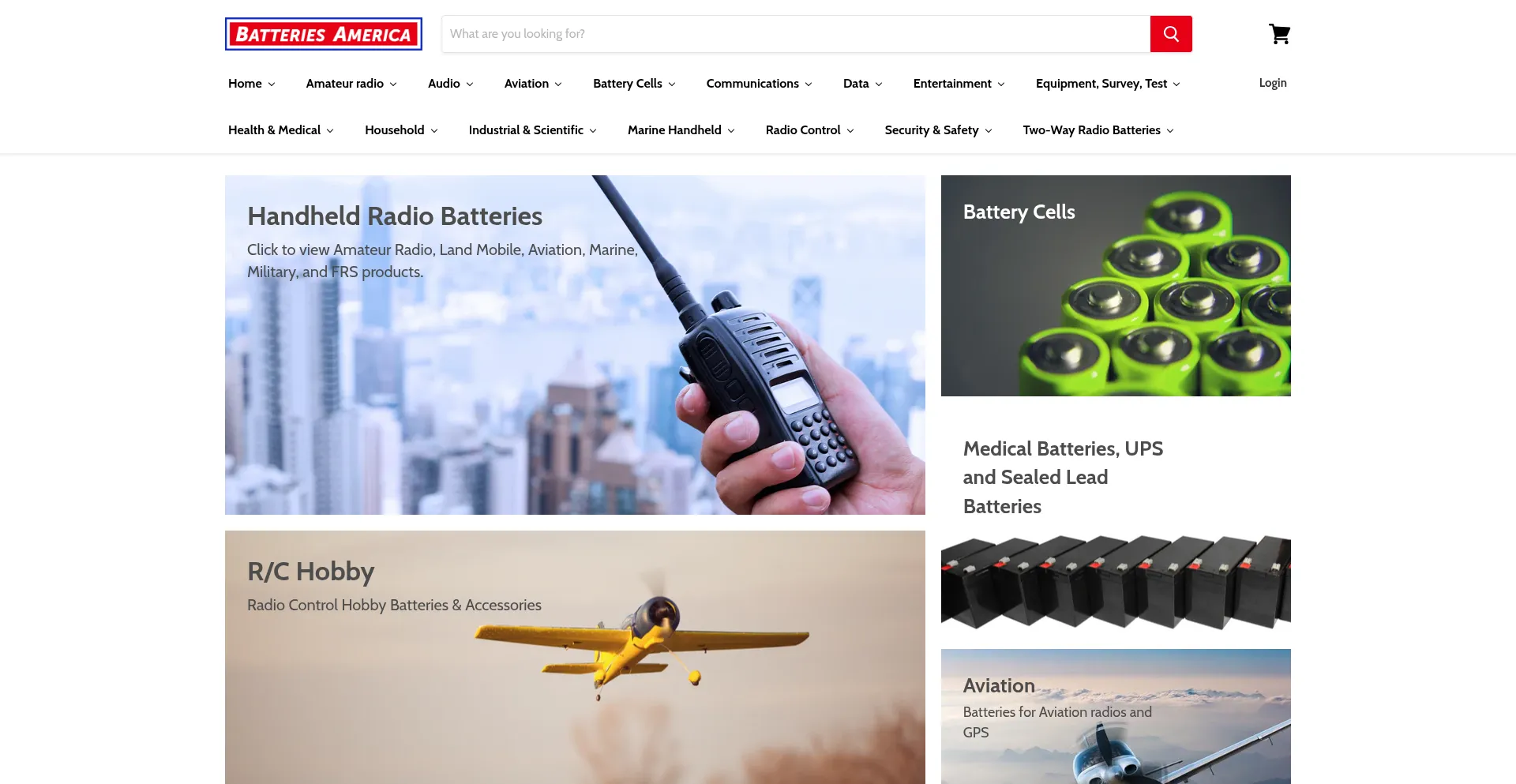 Website screenshot of Batteriesamerica.com