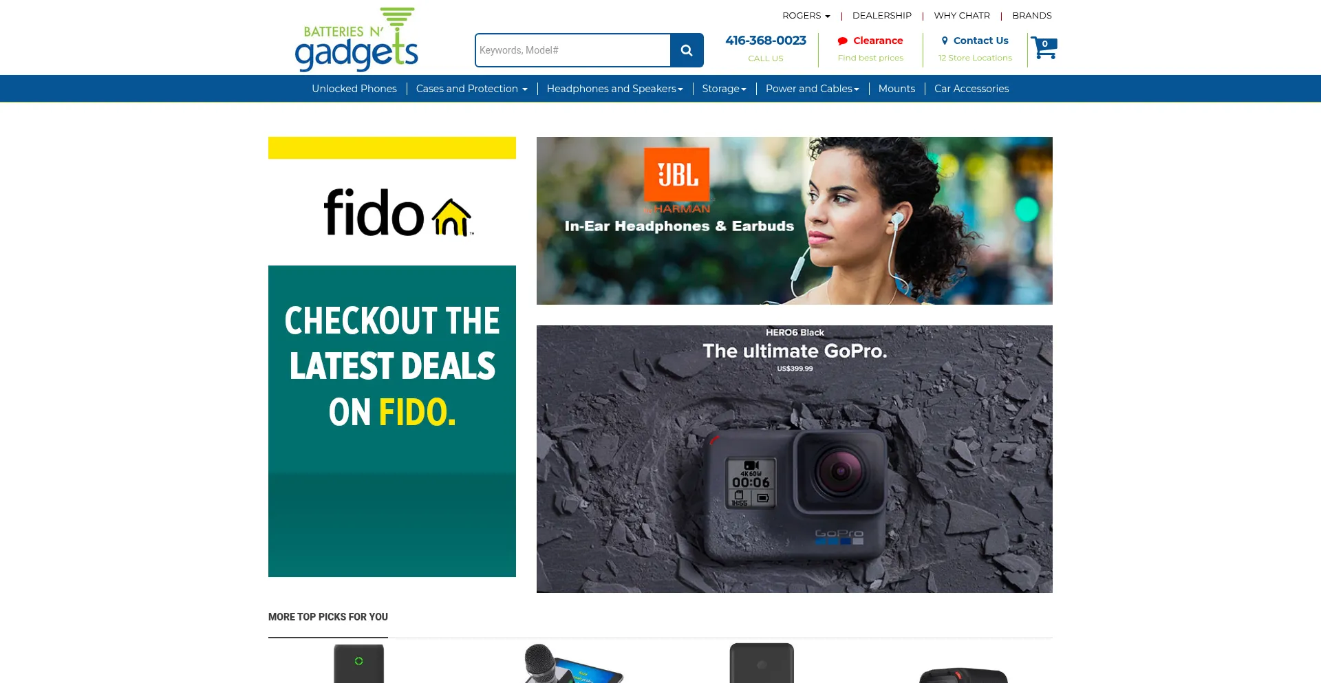 Website screenshot of Batteriesandgadgets.com