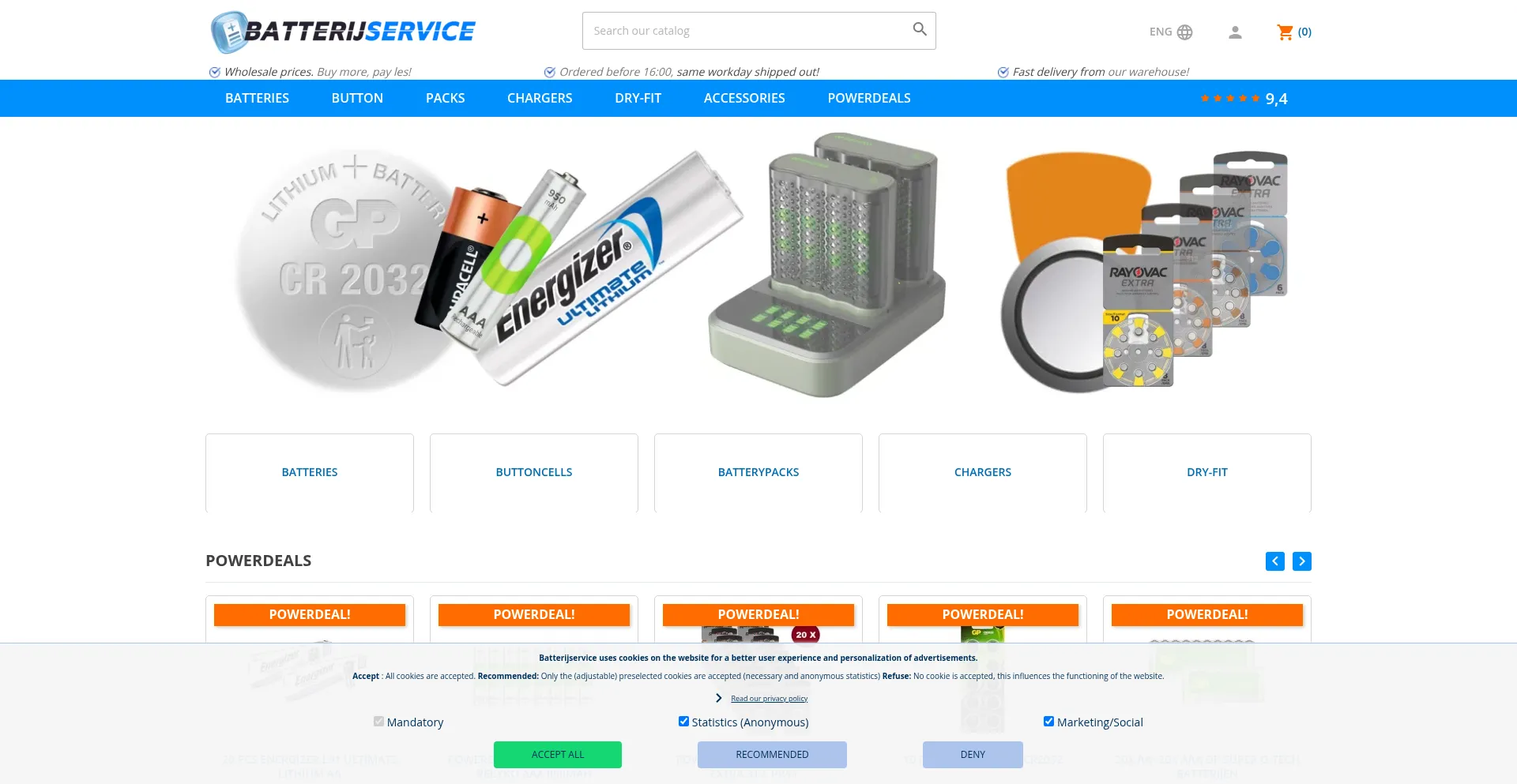 Website screenshot of Batterijservice.nl