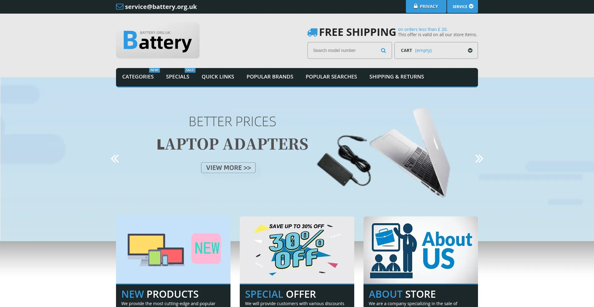 Website screenshot of Battery.org.uk