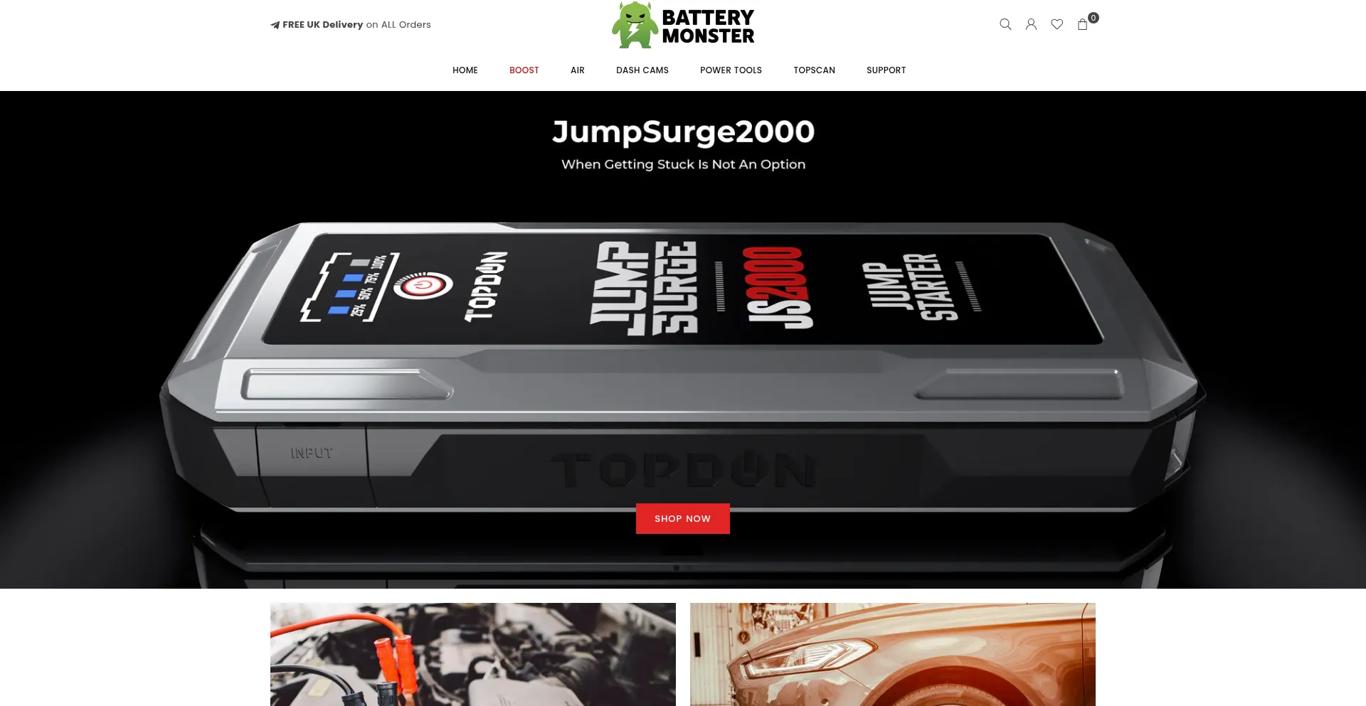 Website screenshot of Batterymonster.co.uk