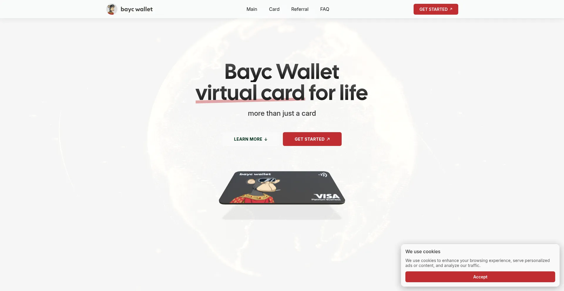 Website screenshot of Baycwallet.io