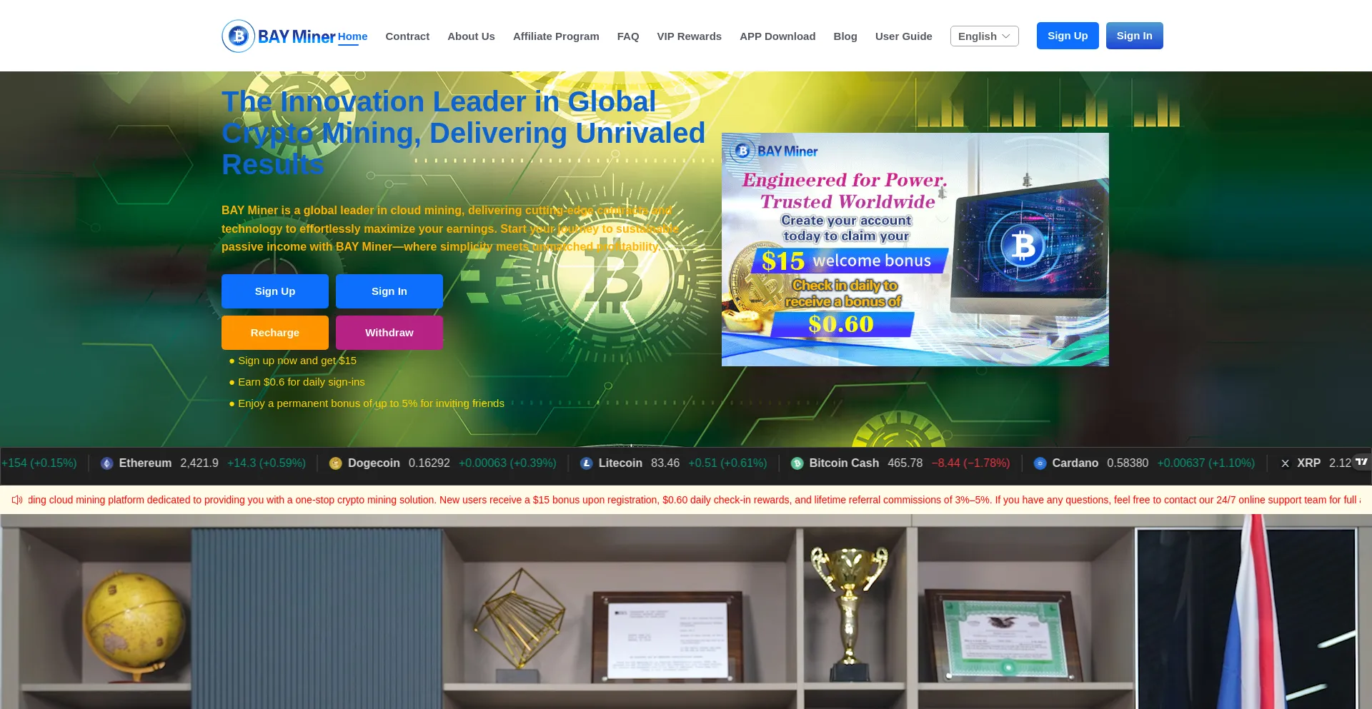 Website screenshot of Bayminer.com