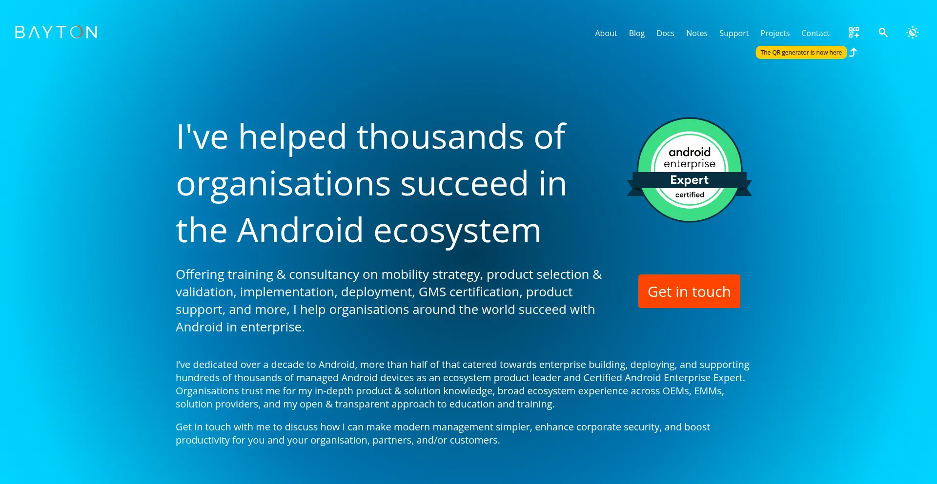 Website screenshot of Bayton.org